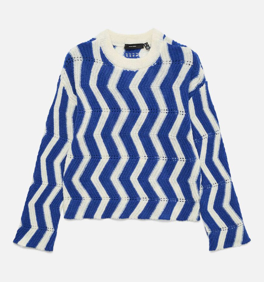 Vero Moda Libra Blauwe/Ecru Chevron Trui