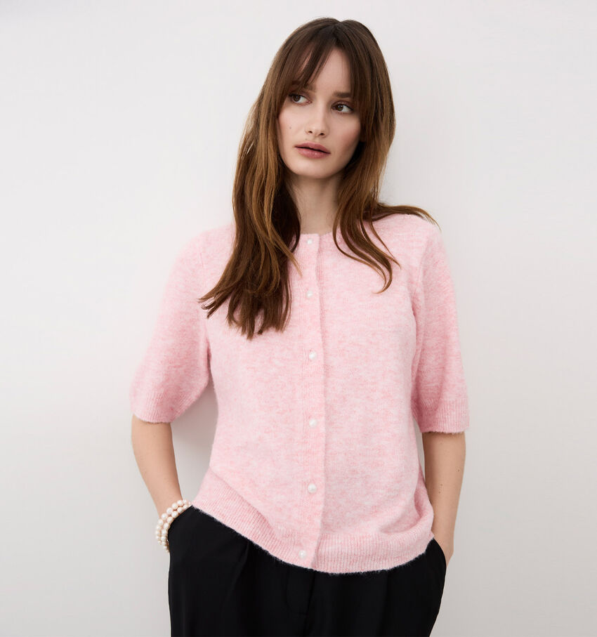 Vila Isebora Roze Cardigan met Halflange Mouwen