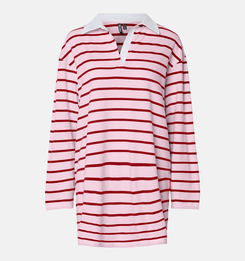 Pieces Naja Gestreepte Polojurk Roze/Rood