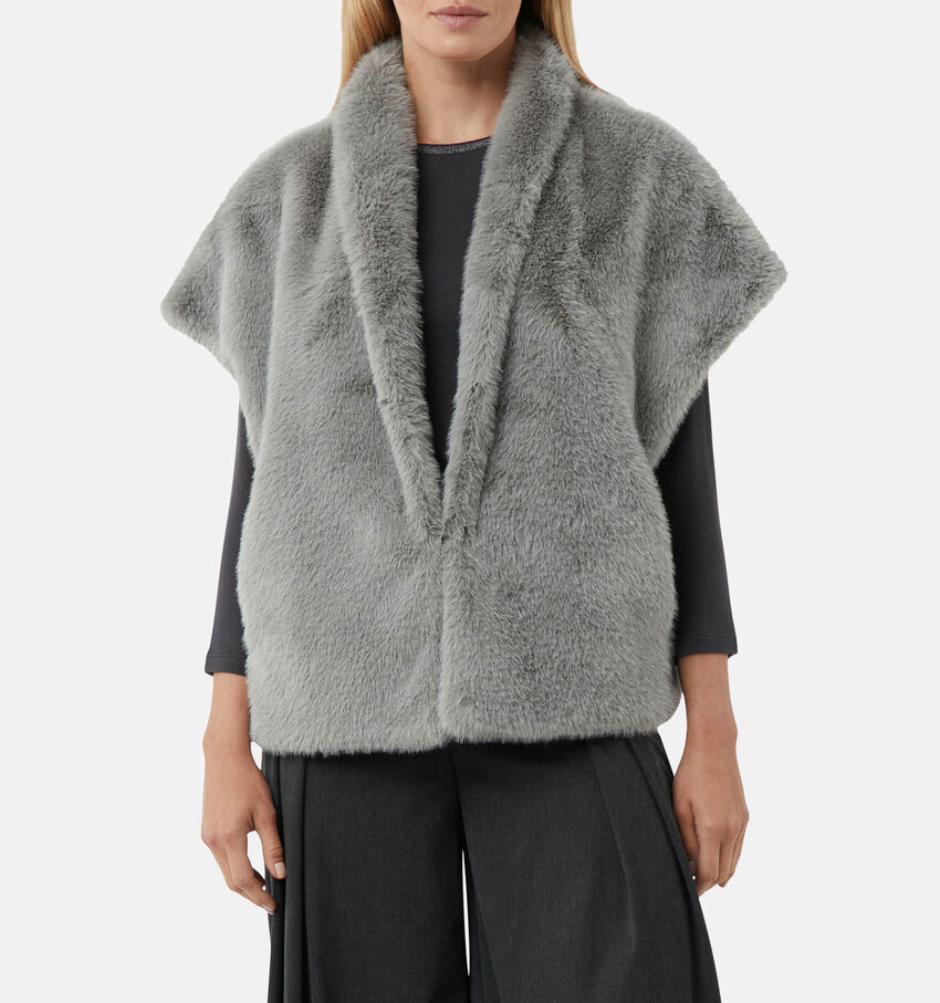 comma Donkergrijze Jas zonder Mouwen