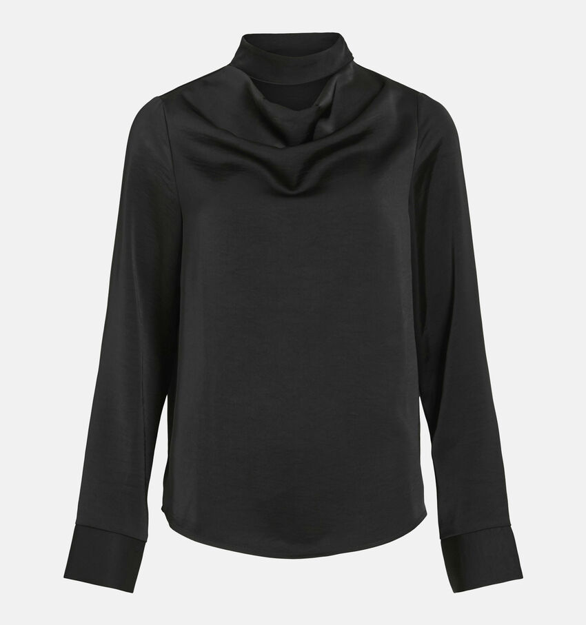 Vila Fadia Draped Zwarte Blouse