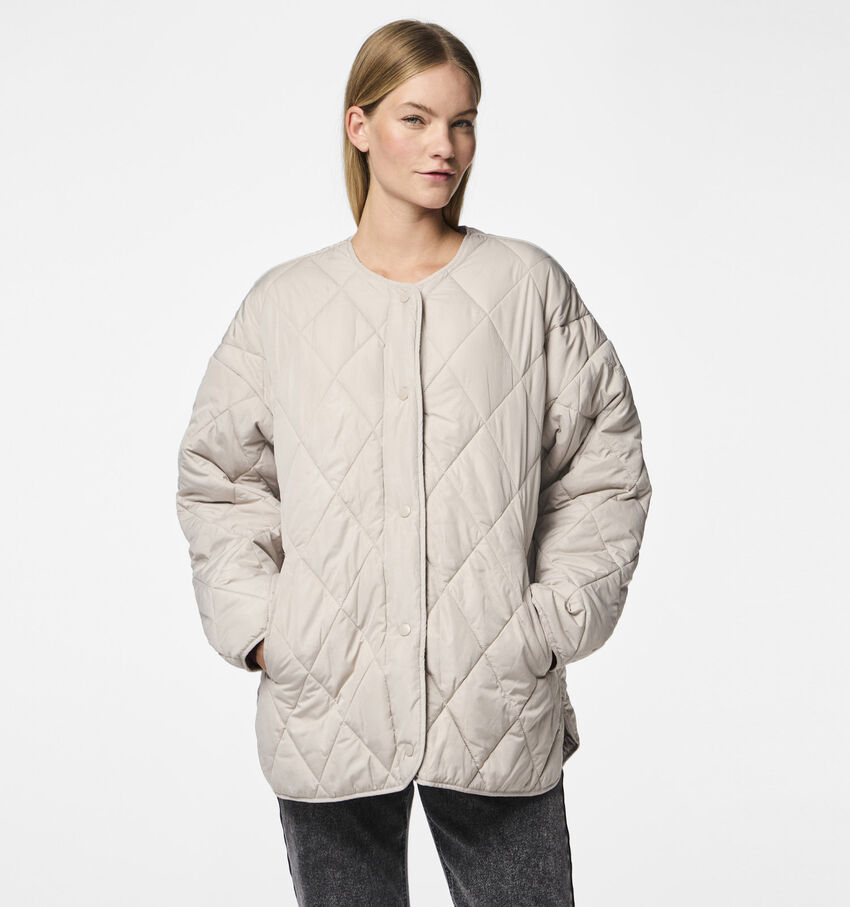 Pieces Stella Quilted Jacket Beige Jas