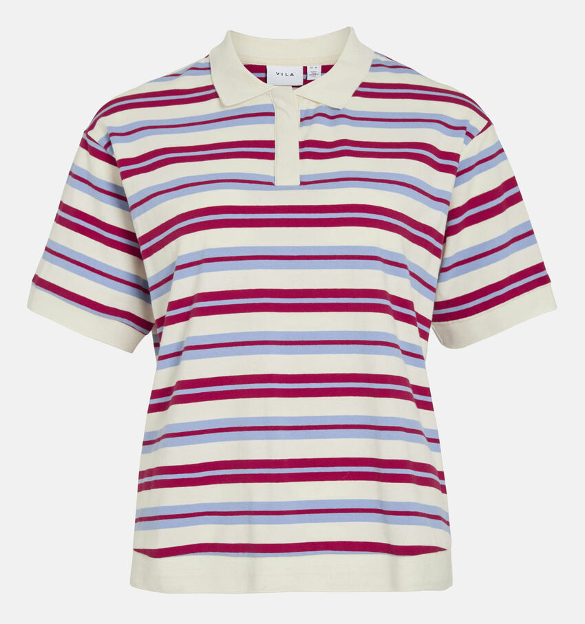Vila Noro Ecru/Rode Polo T-shirt