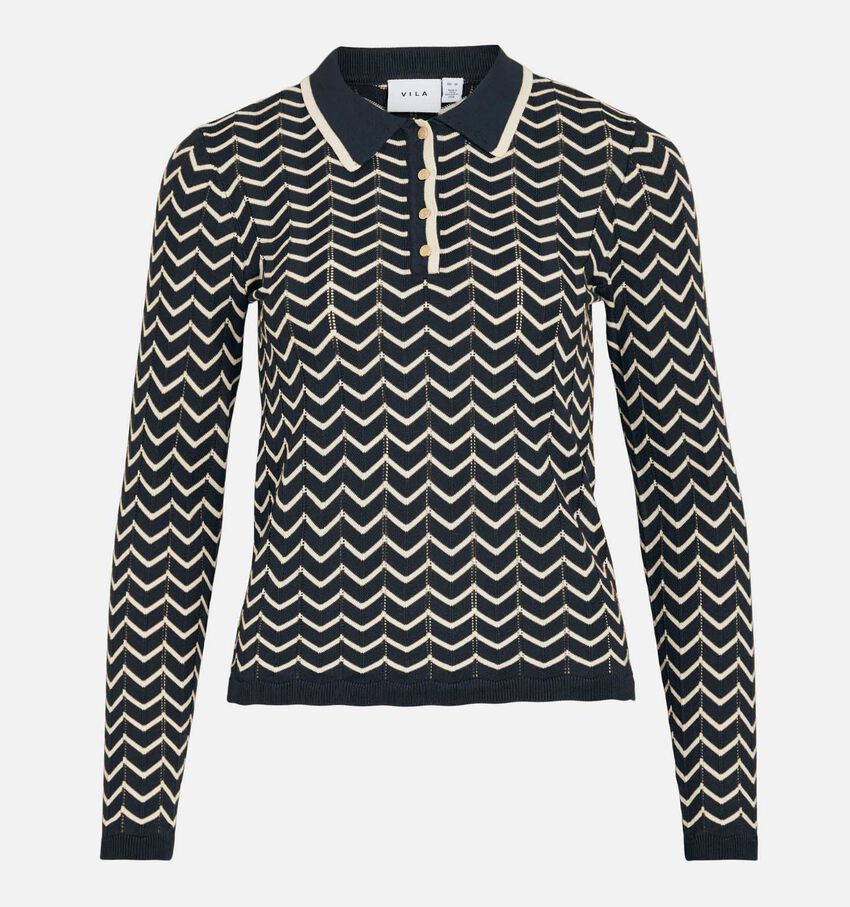 Vila Ellora Pull en Bleu foncé/Blanc