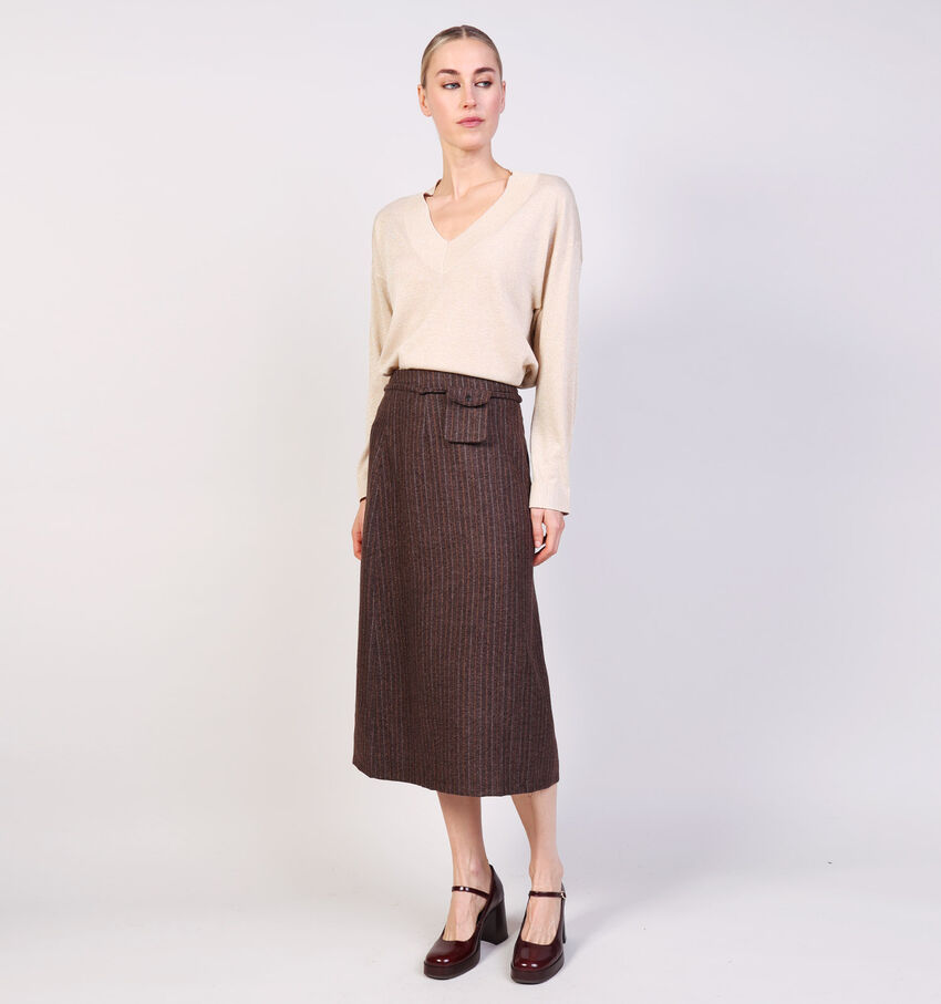 Adoré Camelia Bruine Midi-Rok Adoré Camelia Bruine Midi-Rok