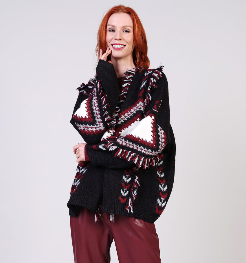Adoré Tromso Gilet en Noir/Bordeaux