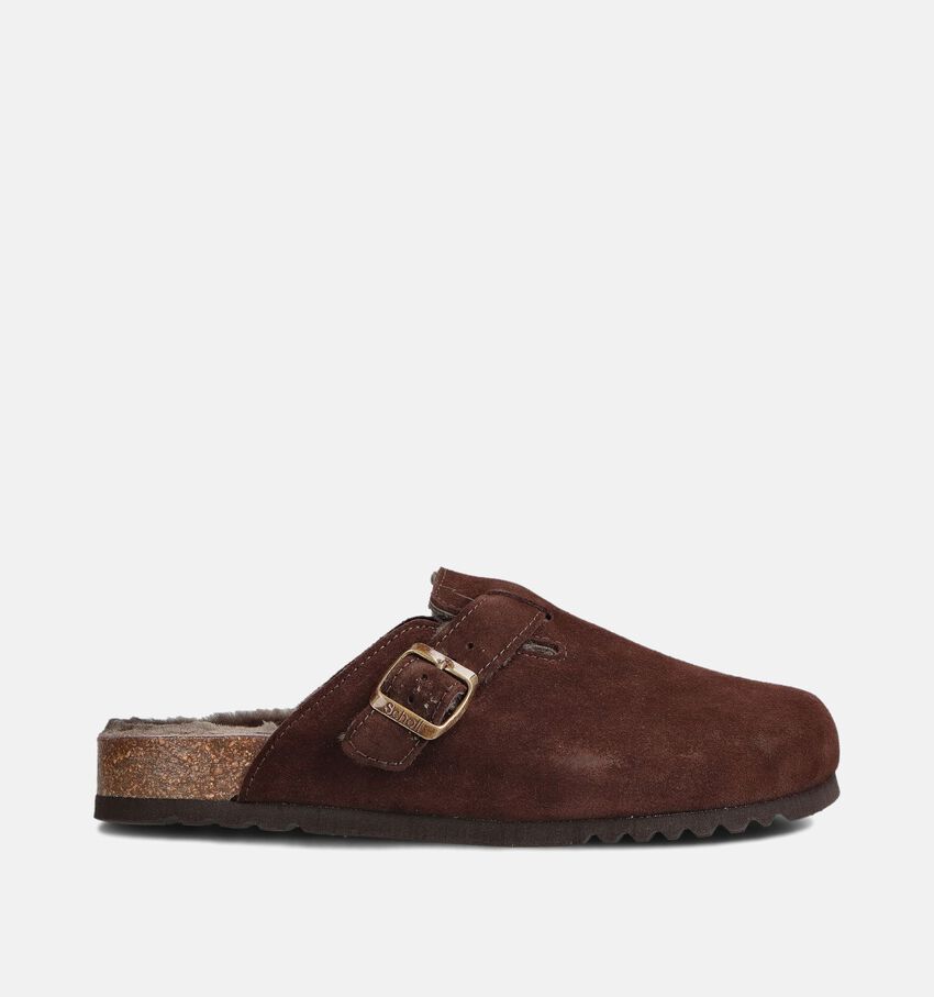 Scholl Olivier Fur Donkerbruine Slippers