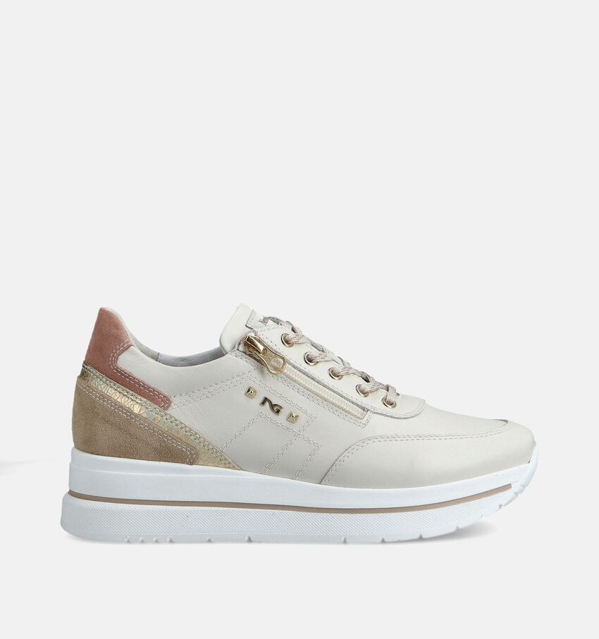 NeroGiardini Lichtbeige Sneakers met Rits