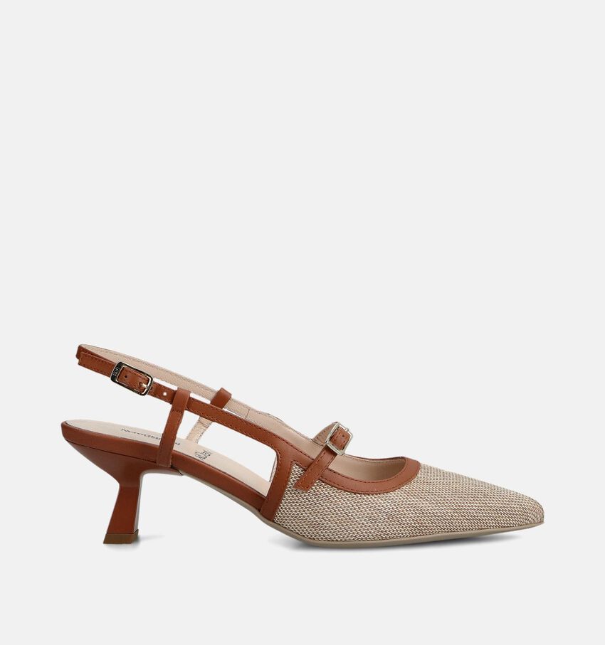 NeroGiardini Beige/Cognac Slingback Pumps