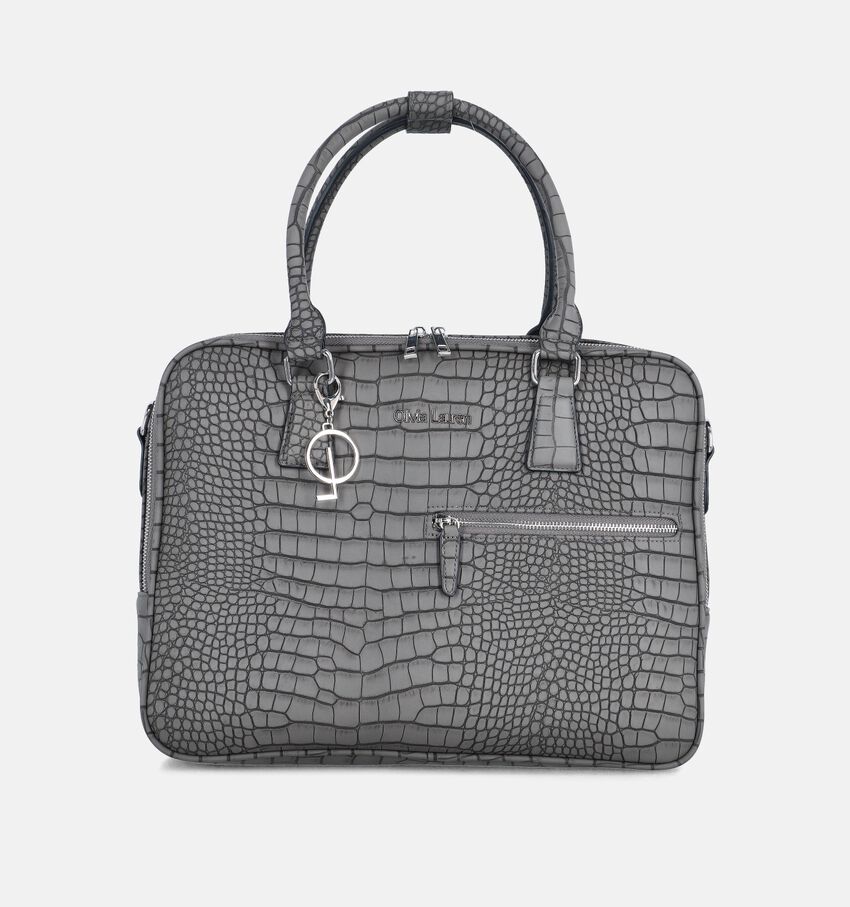 Olivia Lauren Maxine Grijze Laptoptas Croco