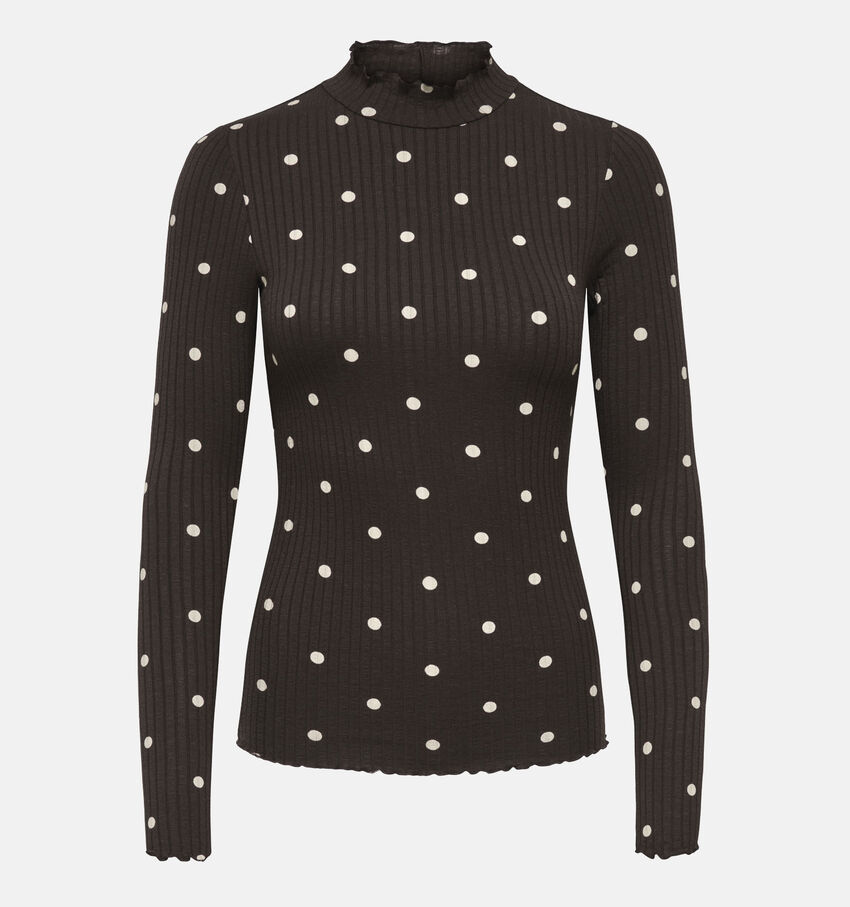 JDY Fransiska Donkerbruine T-shirt met Lange Mouwen