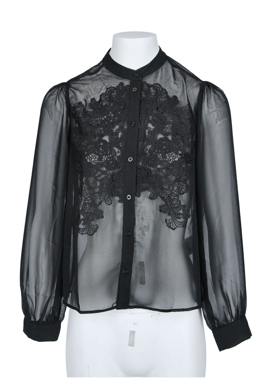 Mexx Lace Detail Zwarte Blouse