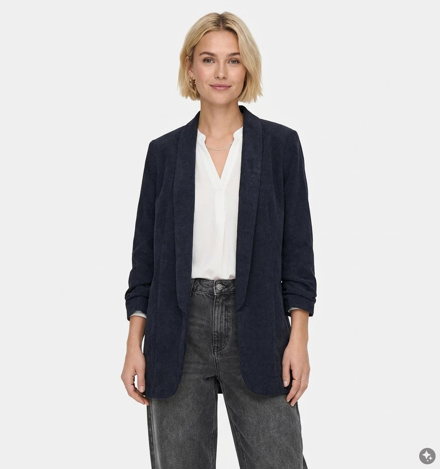 Pieces Bosella 3/4 Corduroy Blazer en Bleu foncé