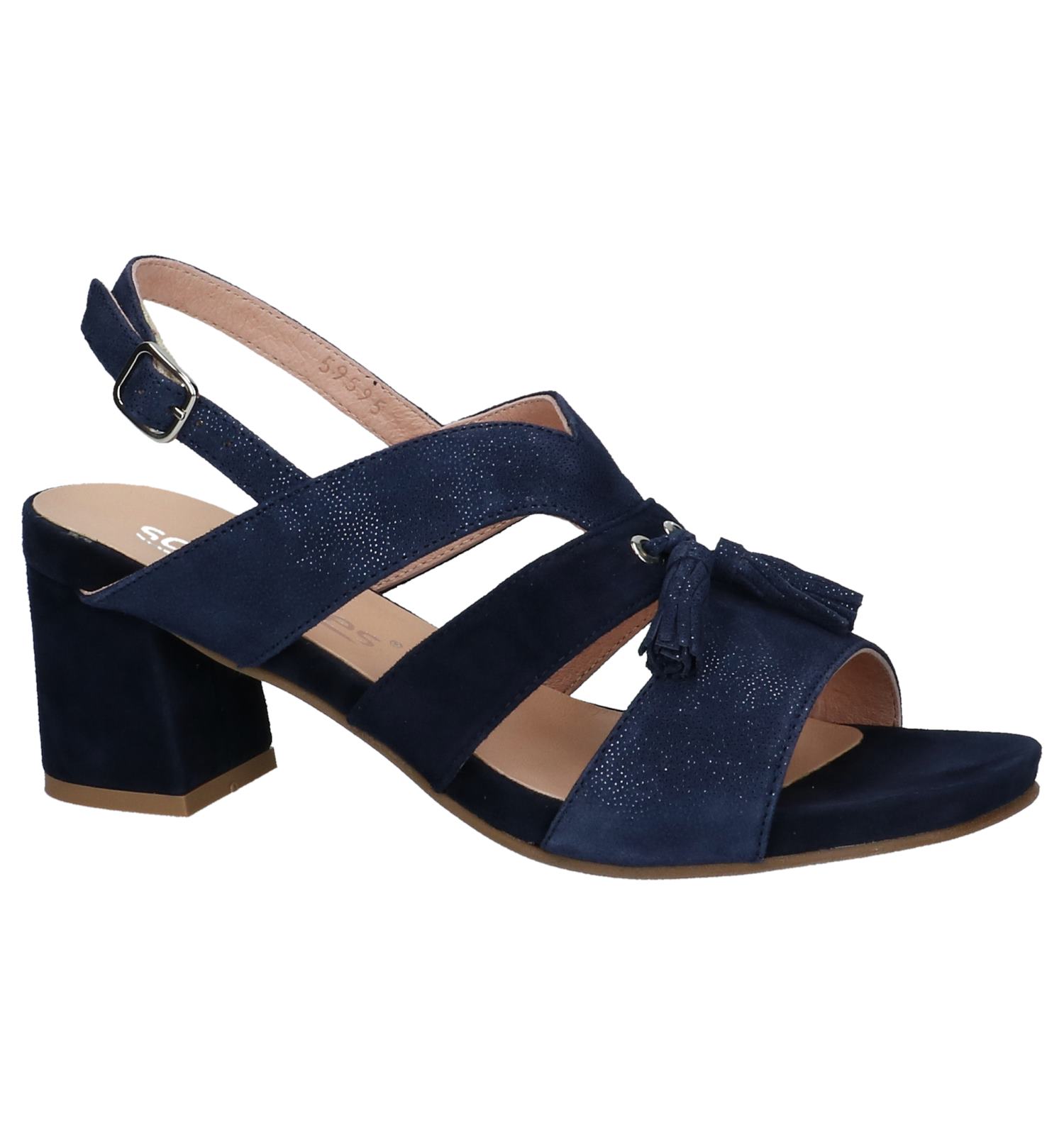 Softwaves Sandalen met Flosjes Donkerblauw Dames Sandalen