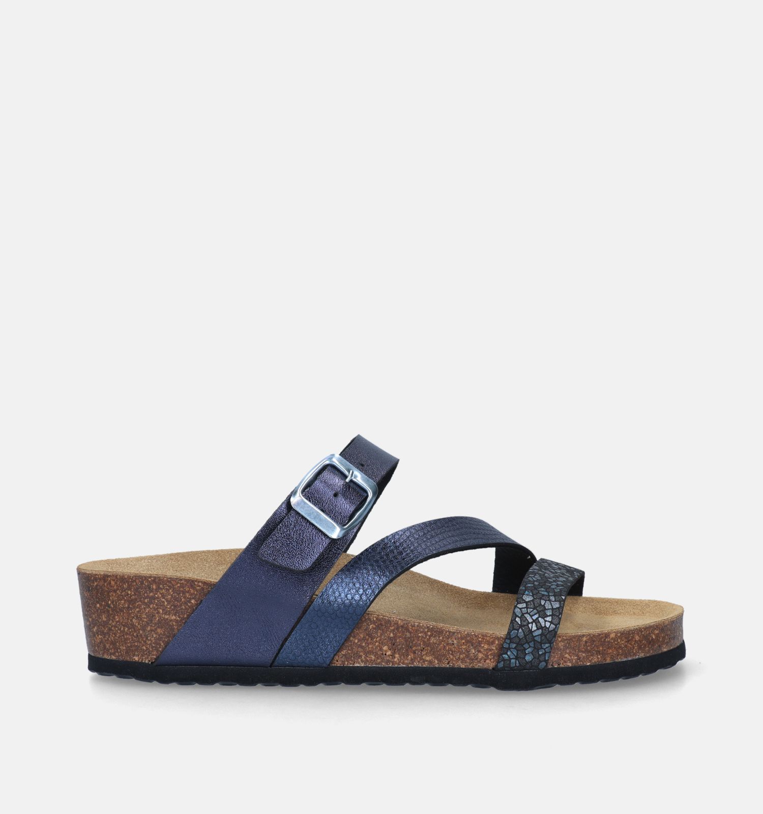 Bio Dream Blauwe Slippers met sleehak Dames Slippers Online op