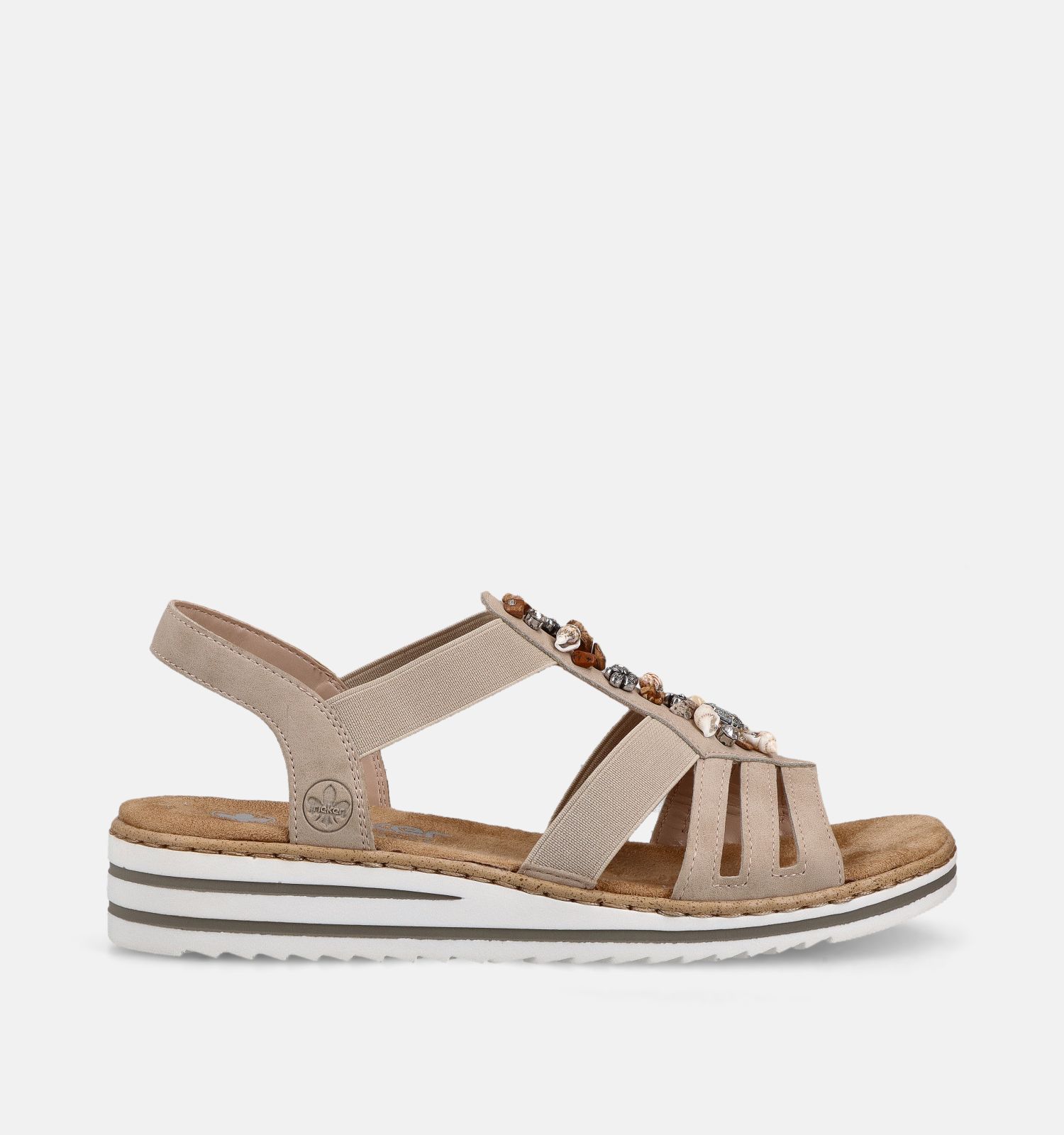 Rieker Beige Sandalen met Sleehak