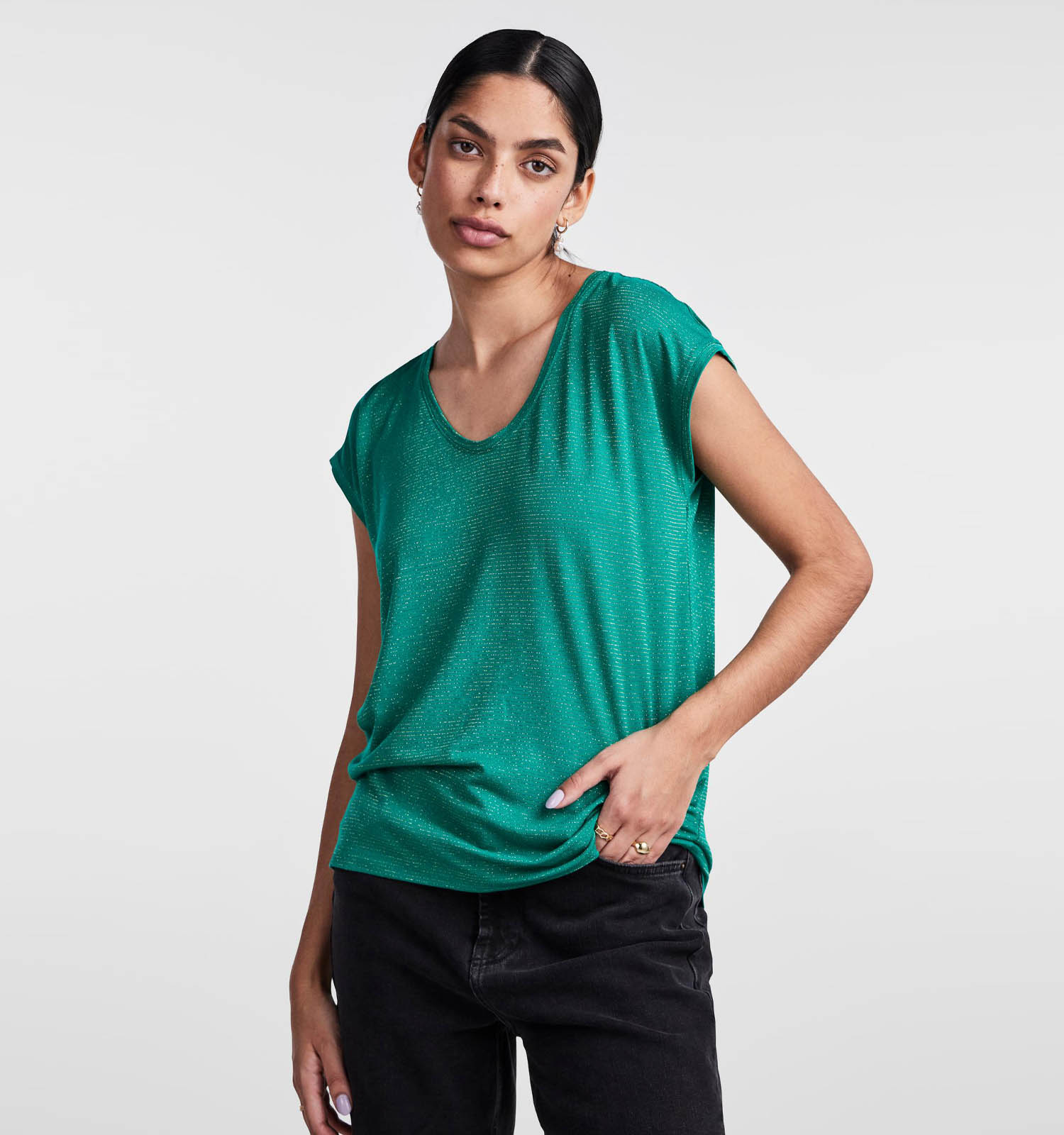 Pieces Billo Groen Gestreept T shirt Dames T shirts Online op TORFS.BE