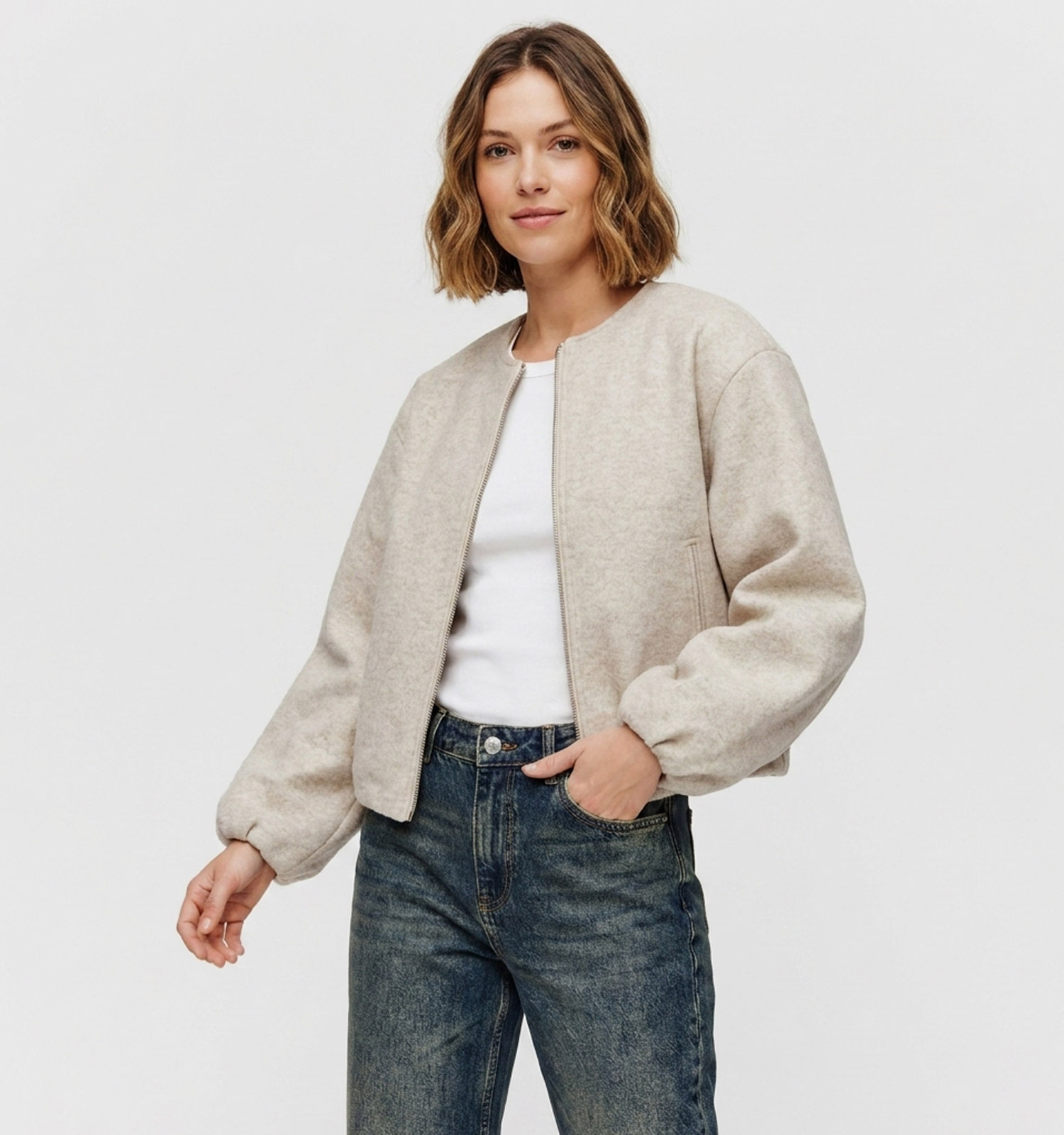 Vero Moda Chloe Manteau court en Ecru