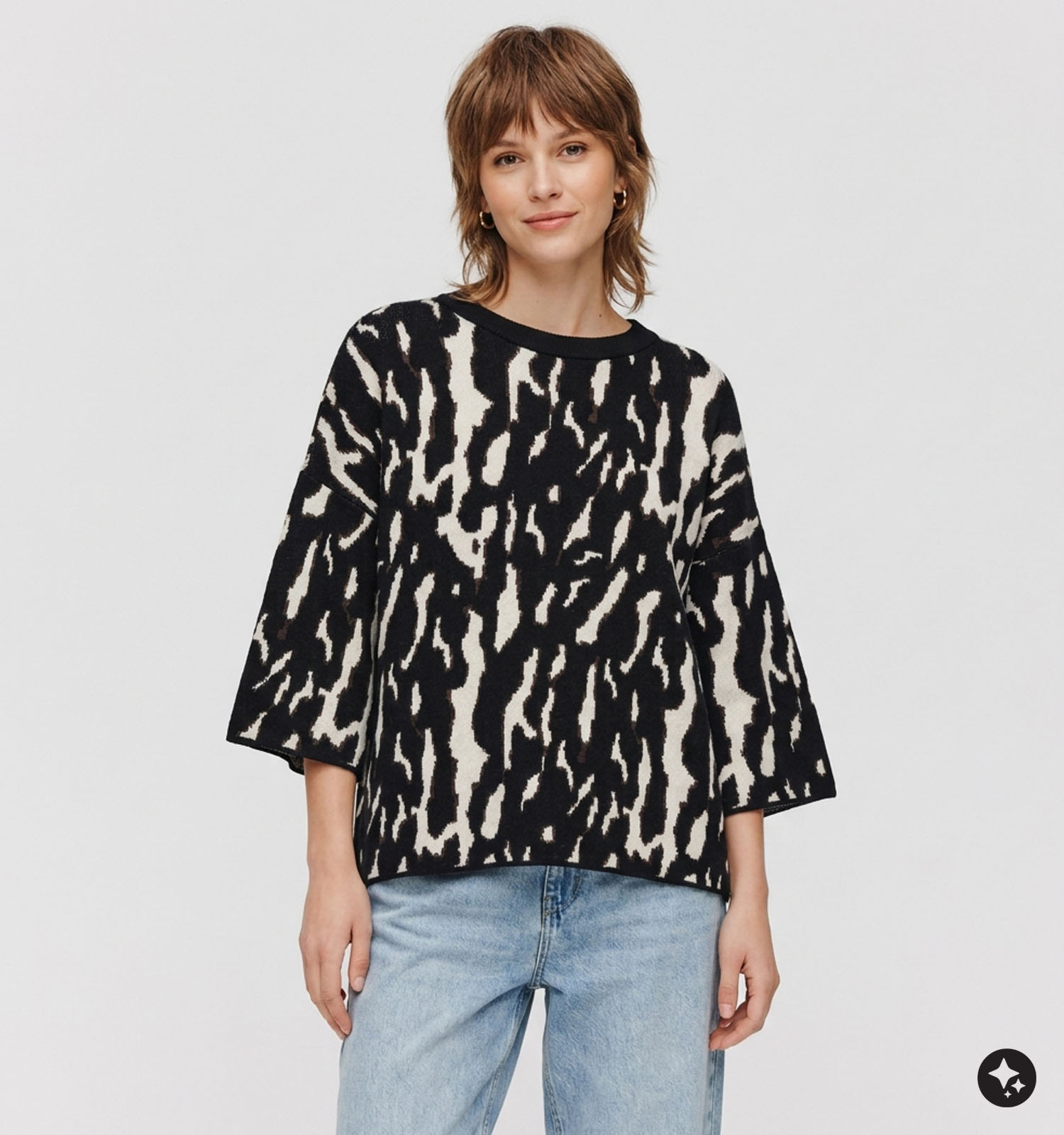 Vero Moda Nancy Abstract Zwarte/Beige Trui