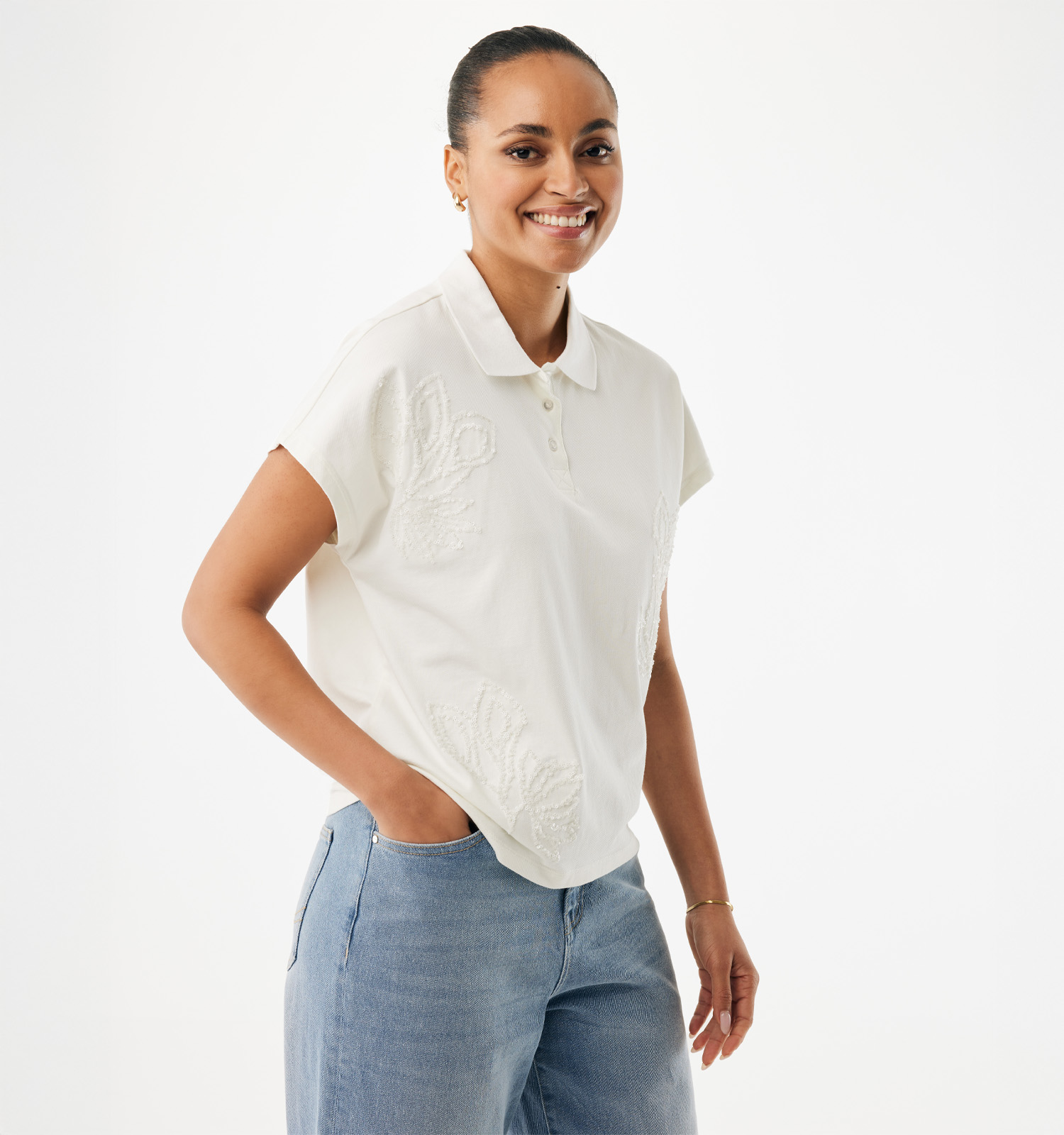 Mexx Embroidered Polo T-shirt en Blanc
