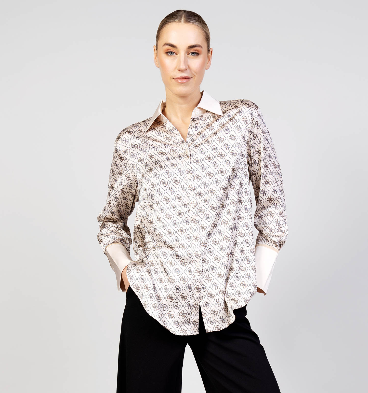 Guess Lichtbeige Blouse met Lange Mouwen