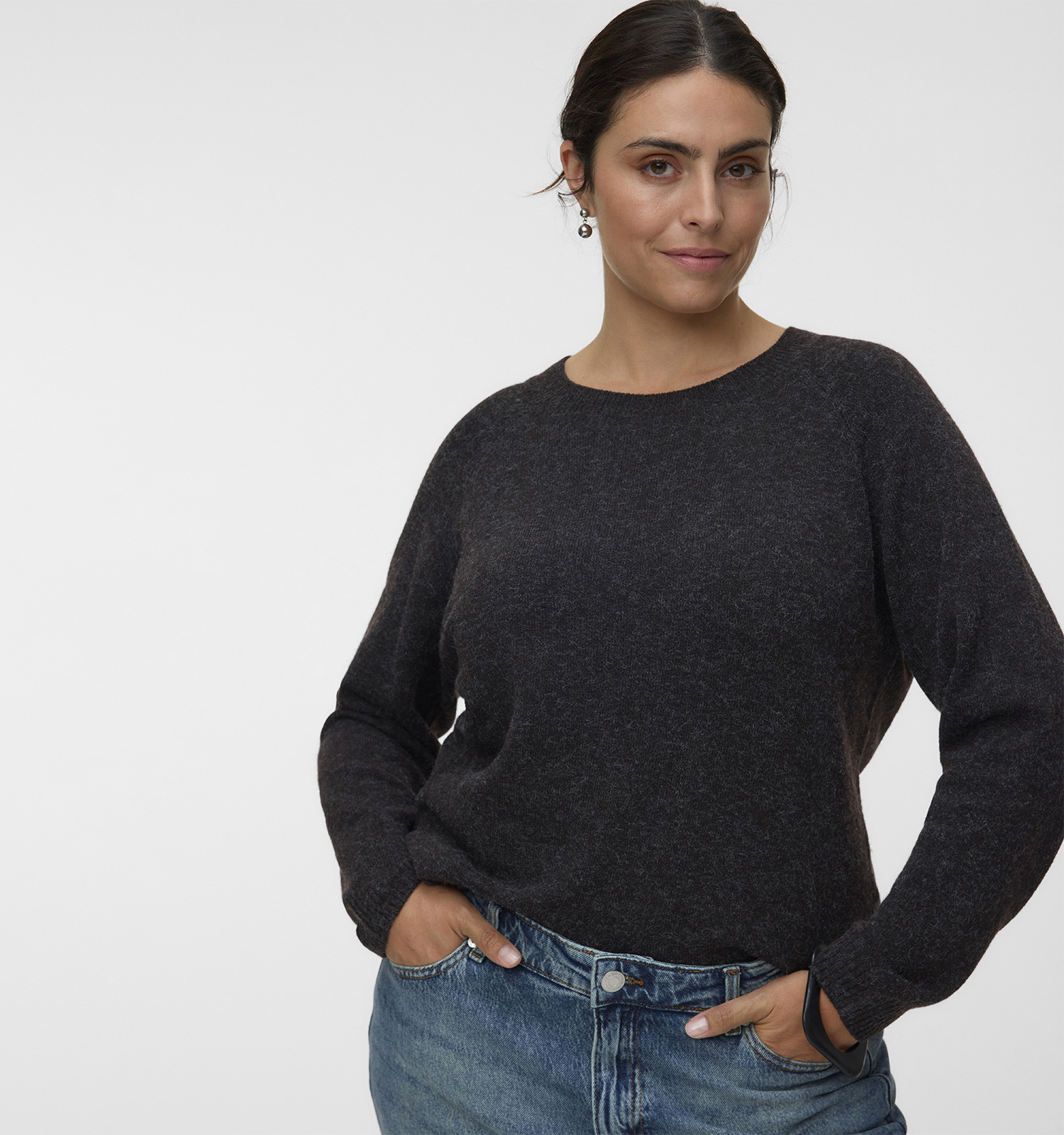 Vero Moda Curve Doffy Donkerbruine Trui