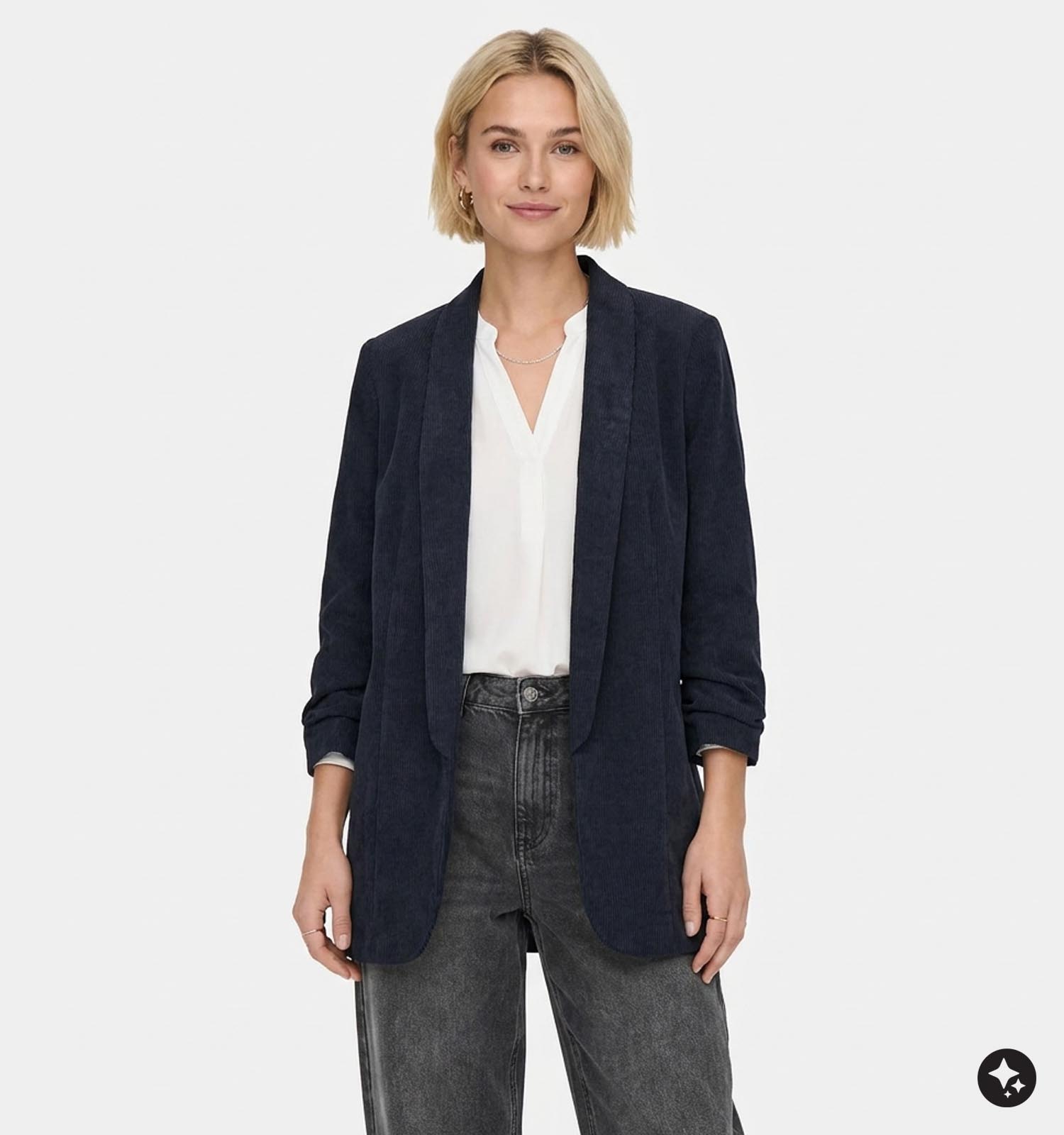 Pieces Bosella 3/4 Corduroy Donkerblauwe Blazer