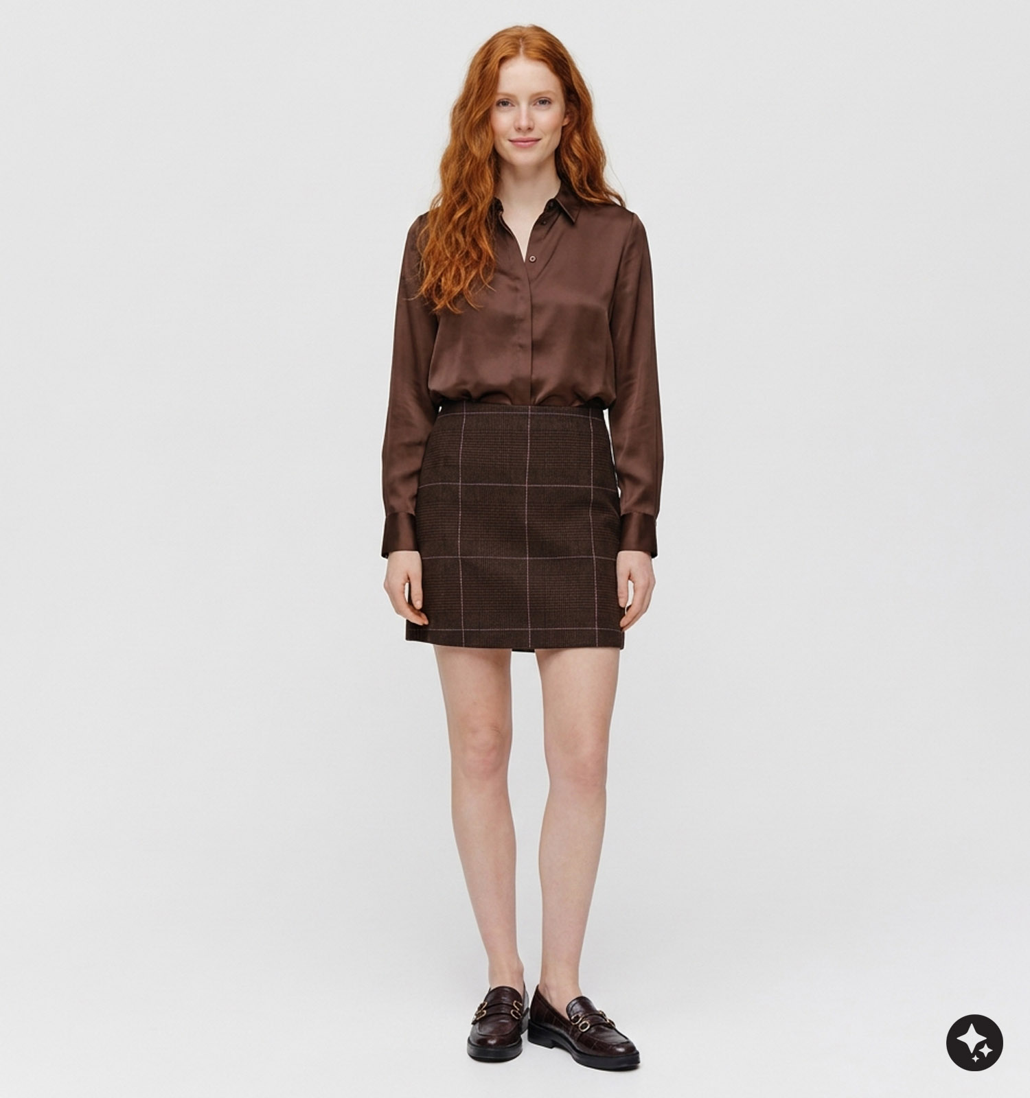 Pieces Amina Geruite Donkerbruine Mini-Rok