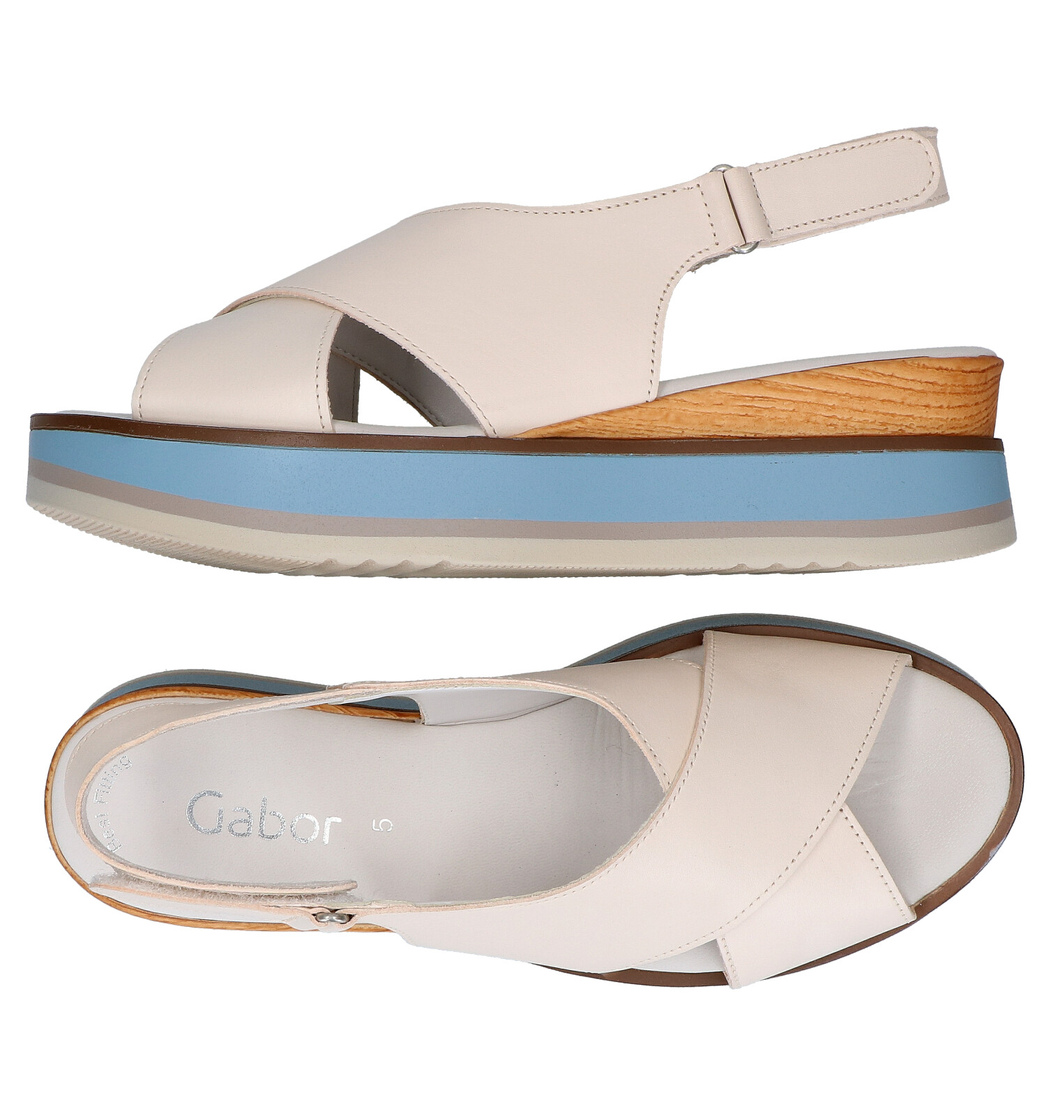 Gabor Best Fitting Ecru Sandalen Dames Sandalen