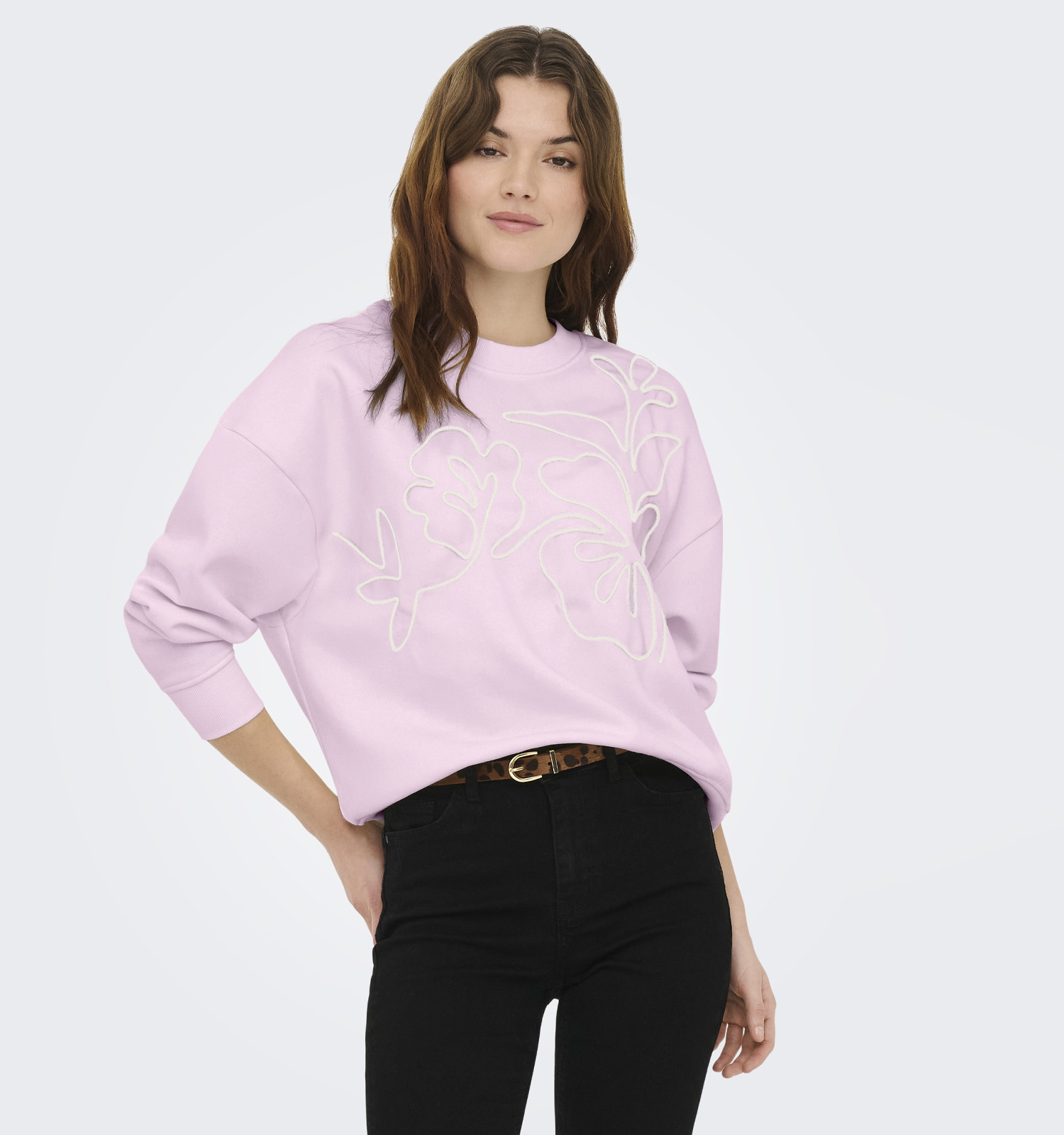 JDY Canoa Flower Sweatshirt en Rose
