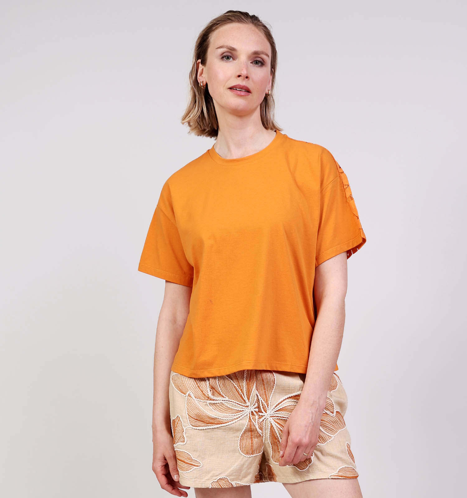 Vero Moda Sharon Back Lace Oranje T-shirt