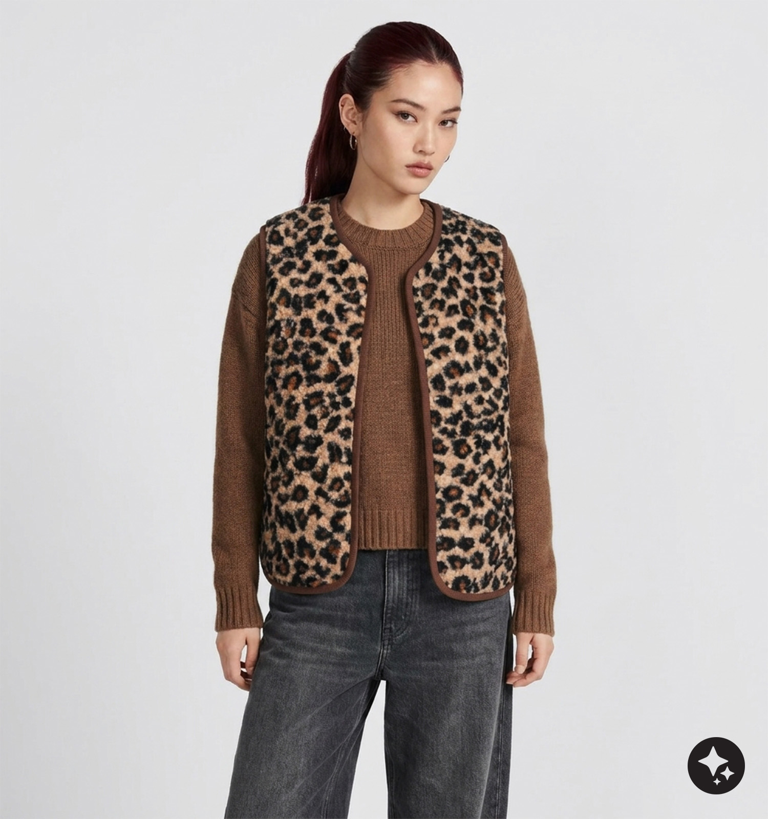Deeluxe Original Azmira Veste sans manches Leopard en Marron