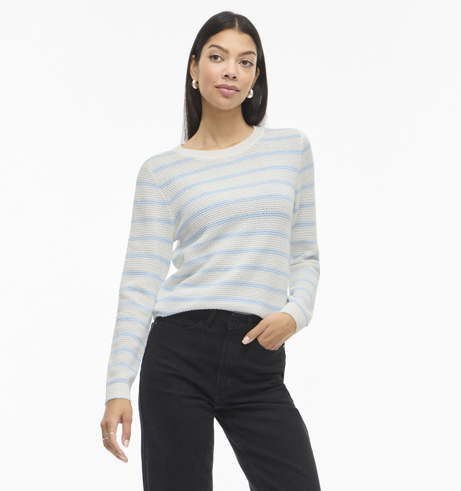 Vila Dalo Stripe Witte/Blauwe Trui