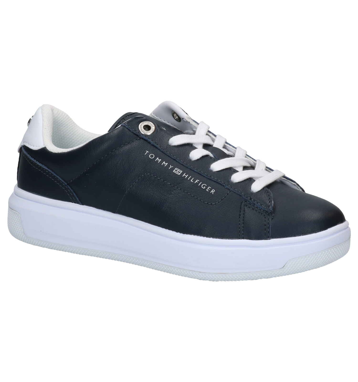 Tommy Hilfiger Leather Cupsole Blauwe Veterschoenen | TORFS.BE | Gratis  verzend en retour