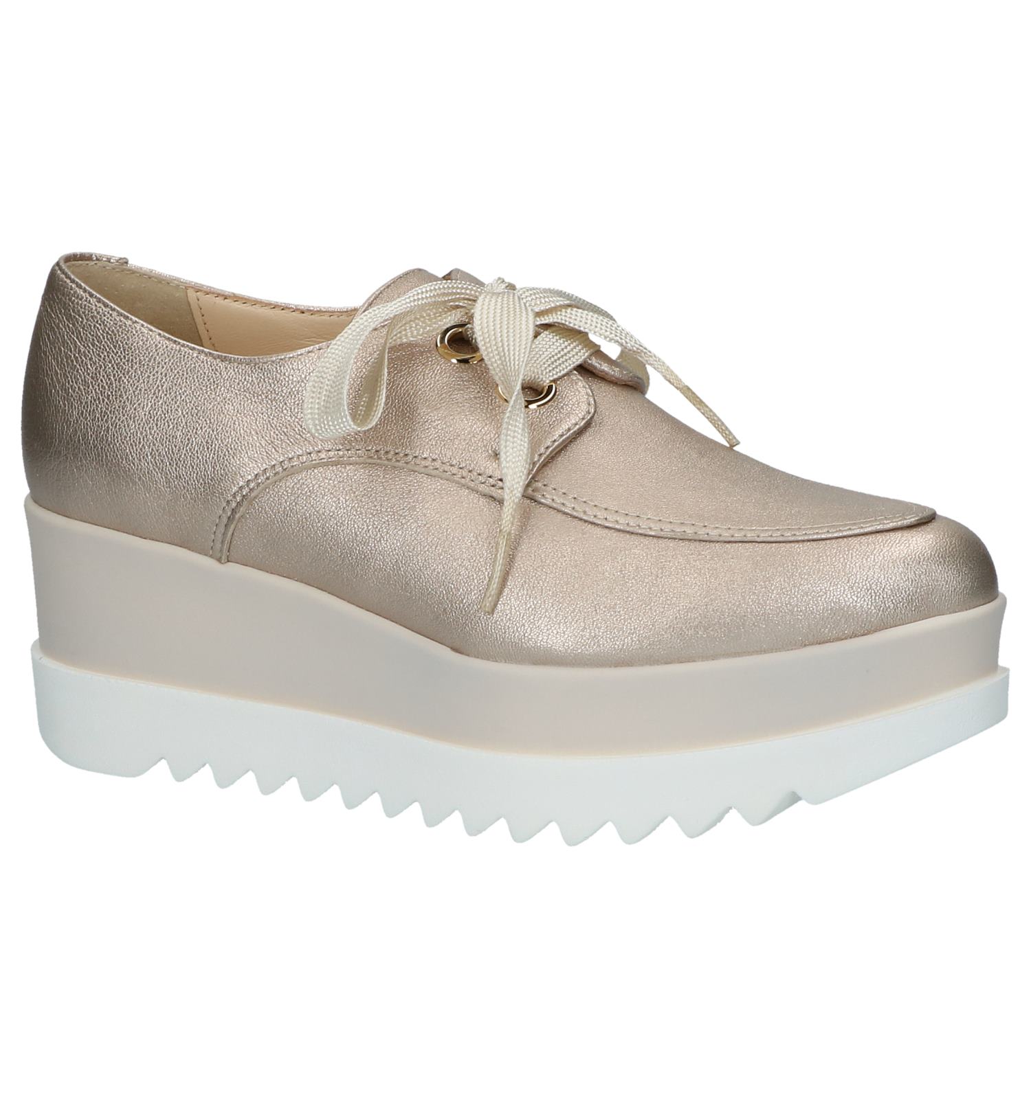 Veel fantoom Ongeëvenaard Louisa Rose Gold Veterschoenen Plateau | Dames Lage schoenen