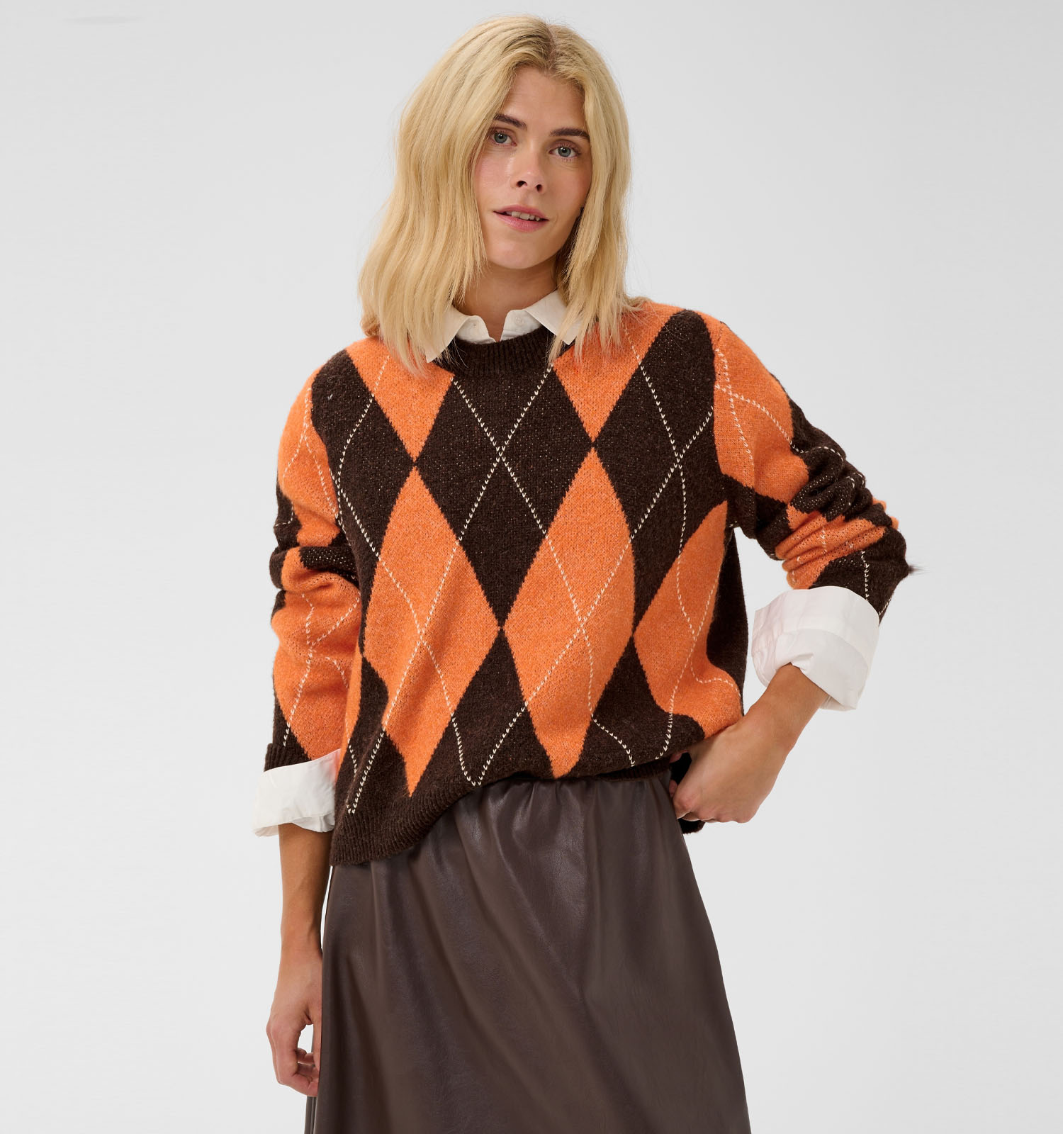 Culture Argyle Oranje/Bruine Trui