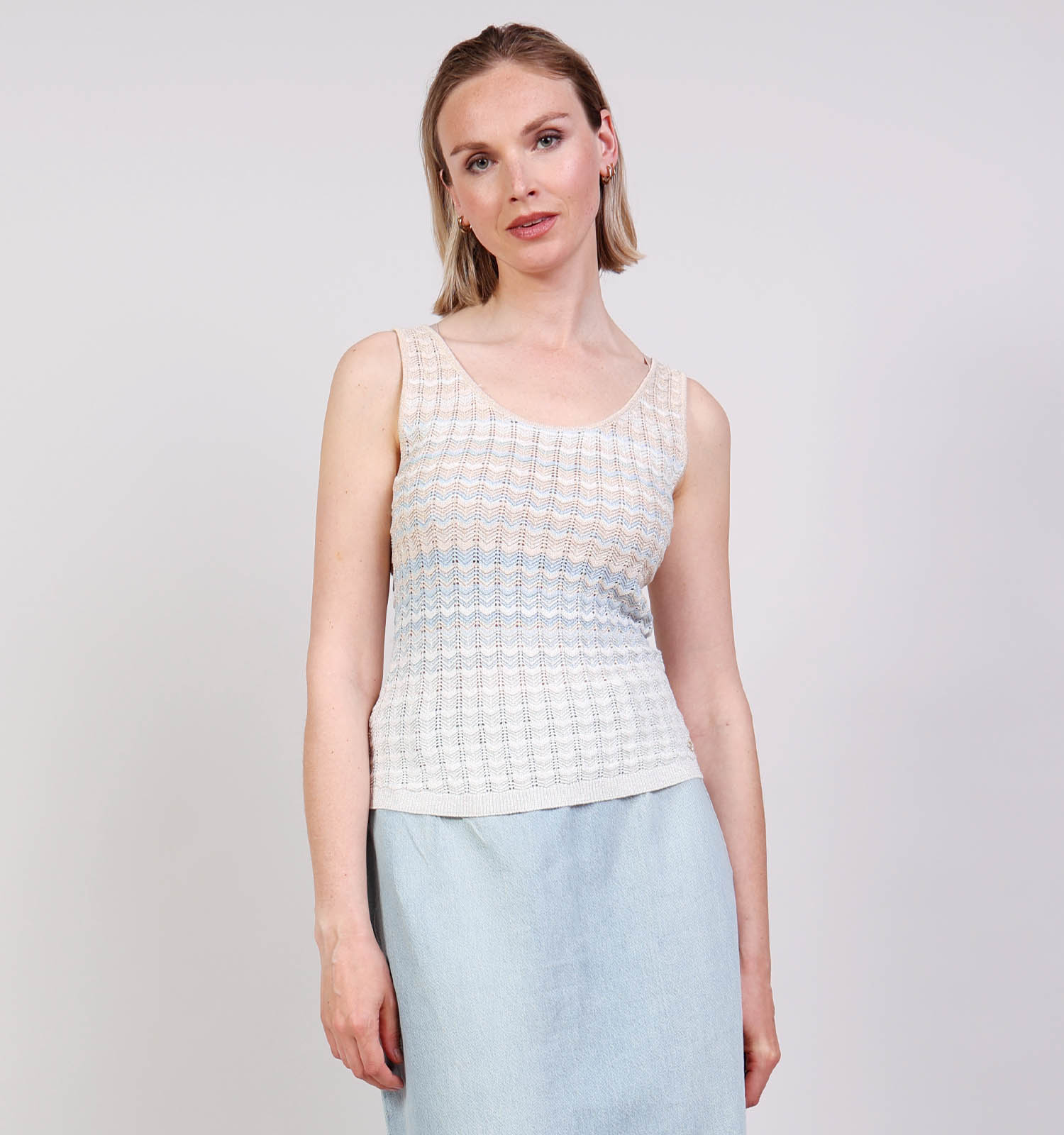 Guess Lichtbeige/Blauwe Top