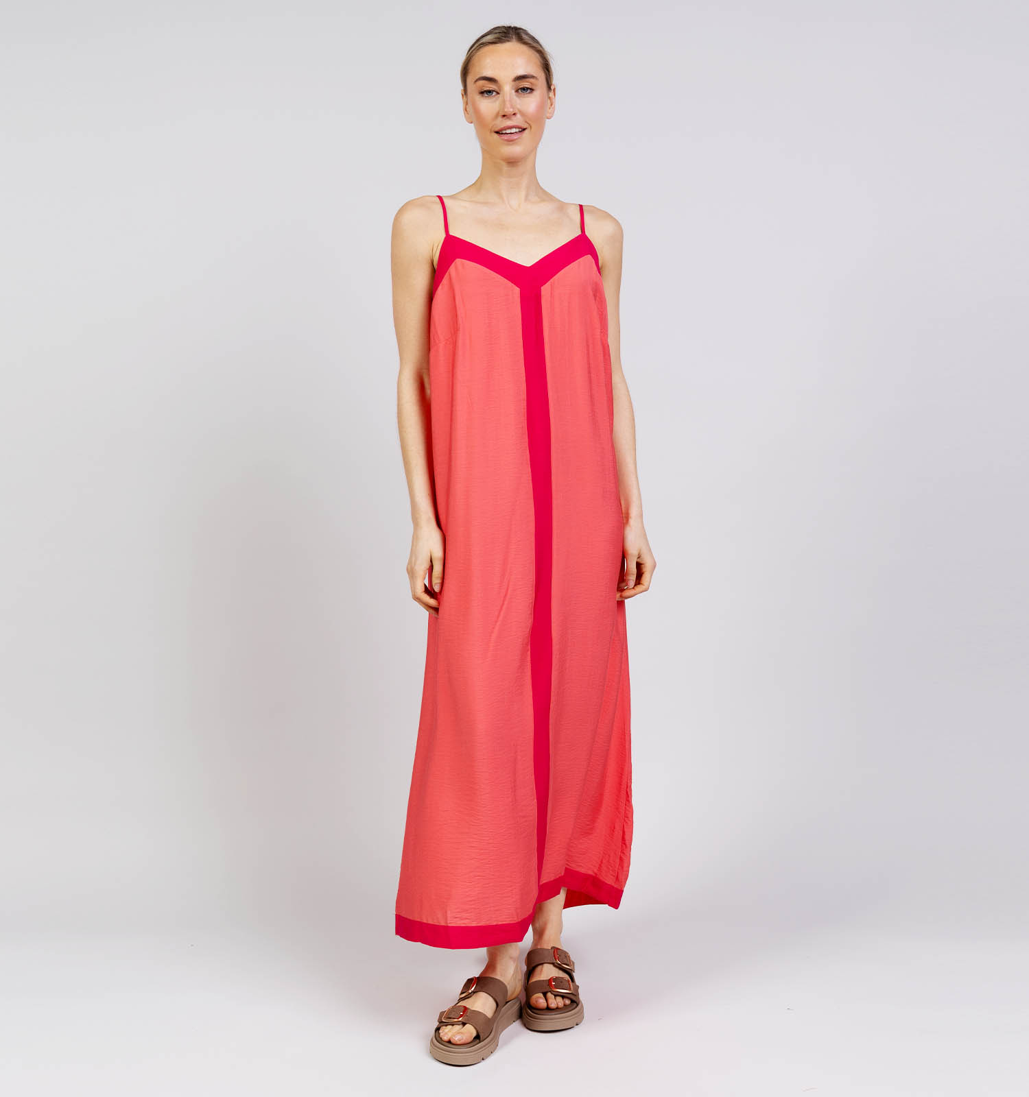Vero Moda Curve Denise Ankle Dress Roze Lange Jurk