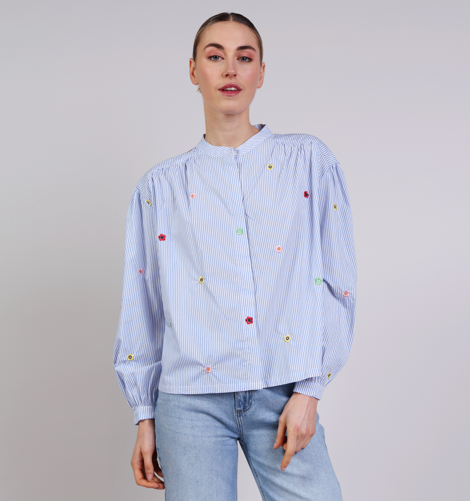 The Shirt Project Flower Blauwe Blouse