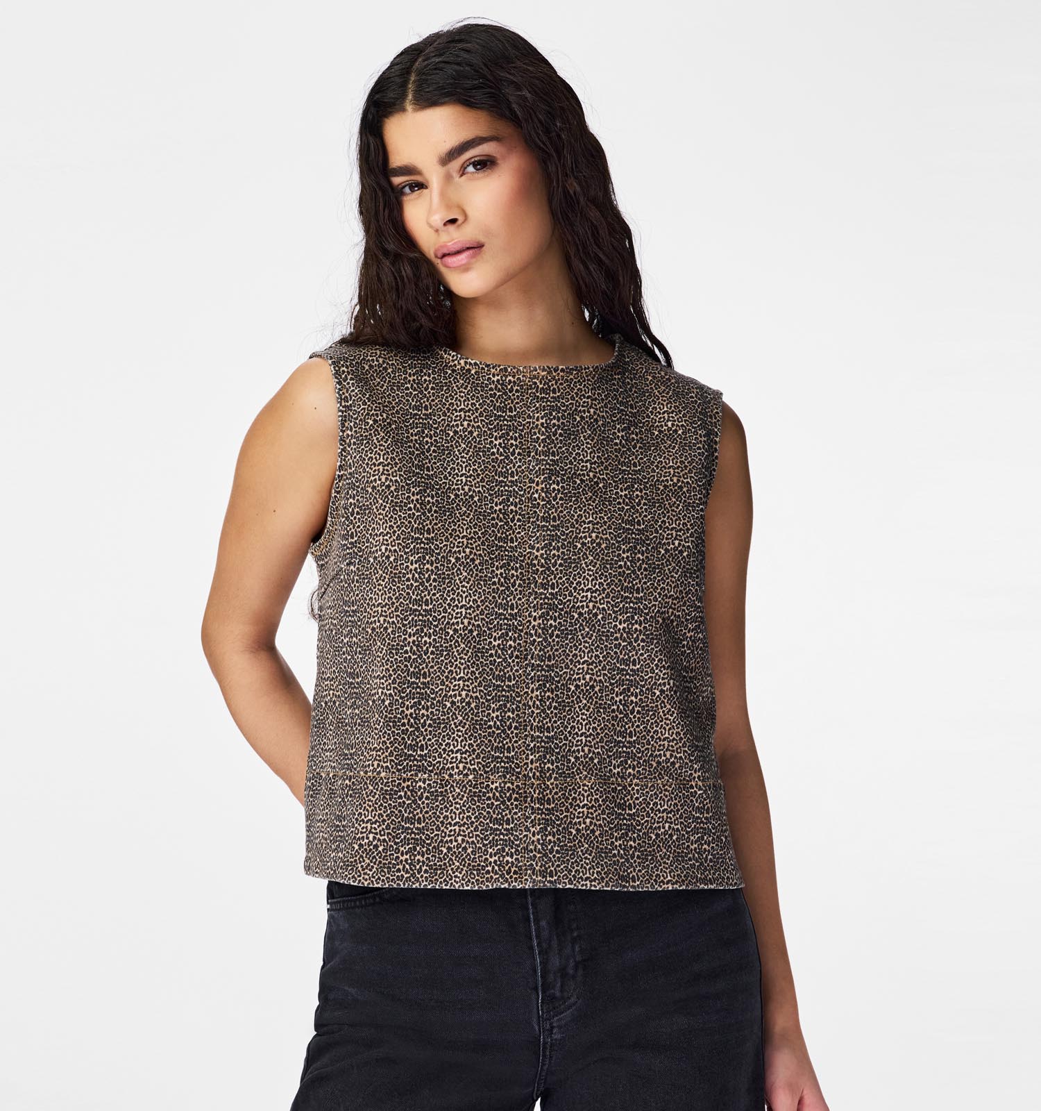 Pieces Salume Denim Mini Leo Bruine Top