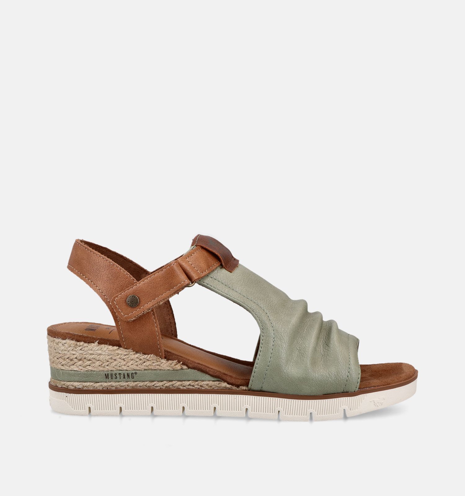 Mustang Groene/Bruine Sandalen met Sleehak
