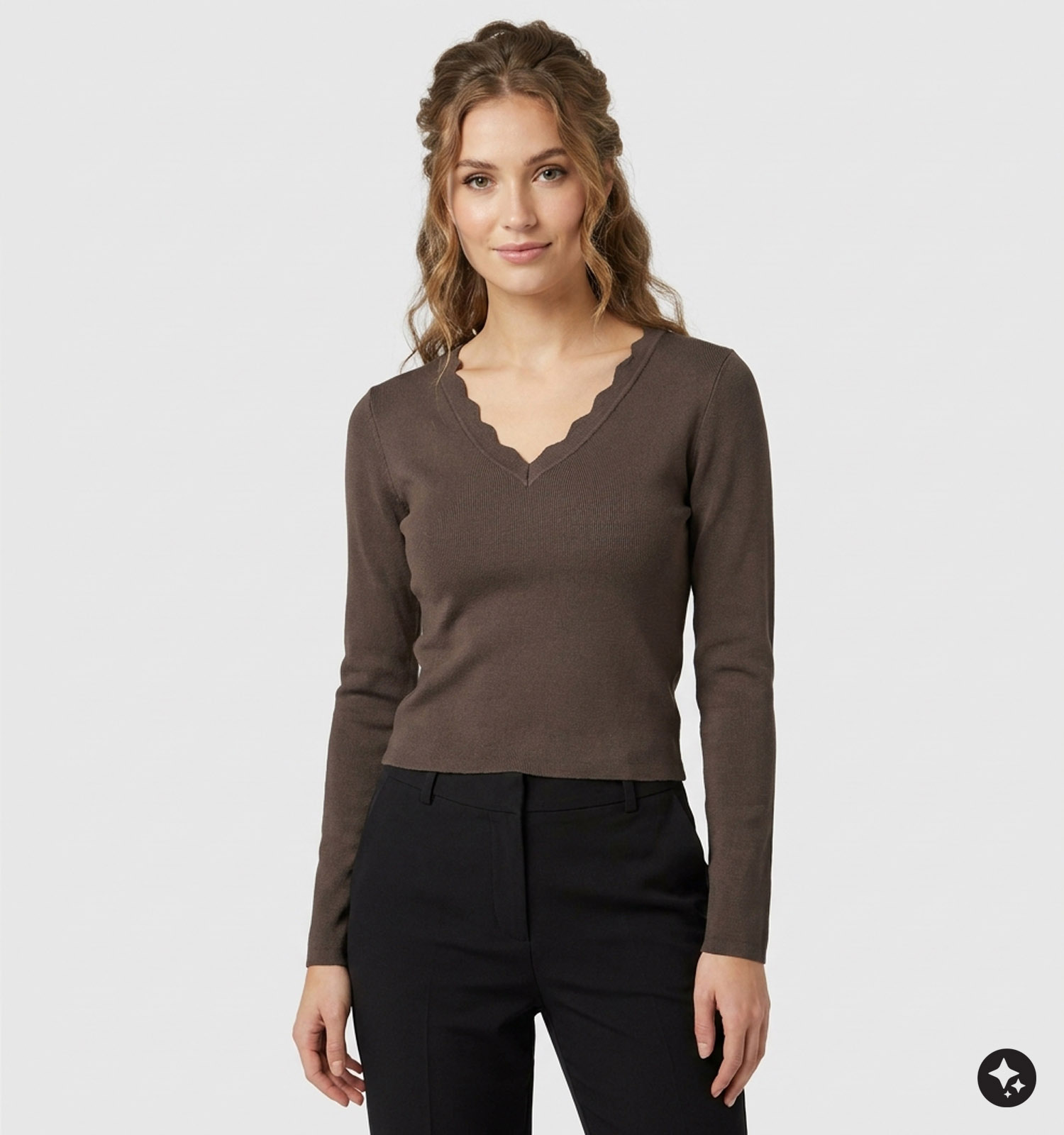 Pieces Celia Wren Bordeaux T-shirt met Lange Mouwen