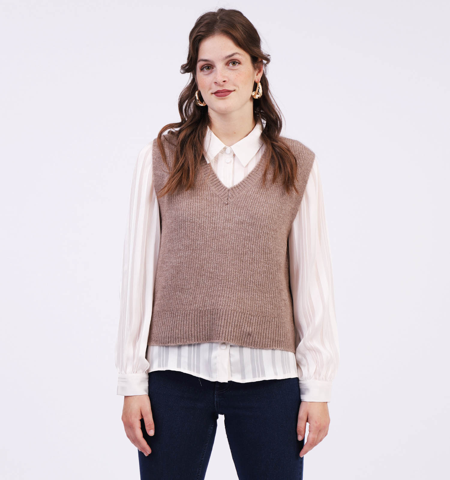 Pieces Jennifer Bruine Debardeur Dames Truien Online op TORFS.BE