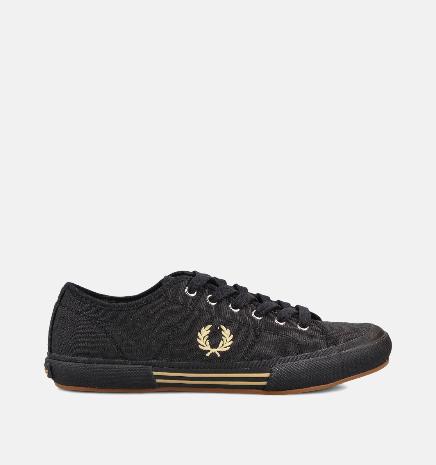 Fred Perry Vintage Tennis Canvas Zwarte Veterschoenen