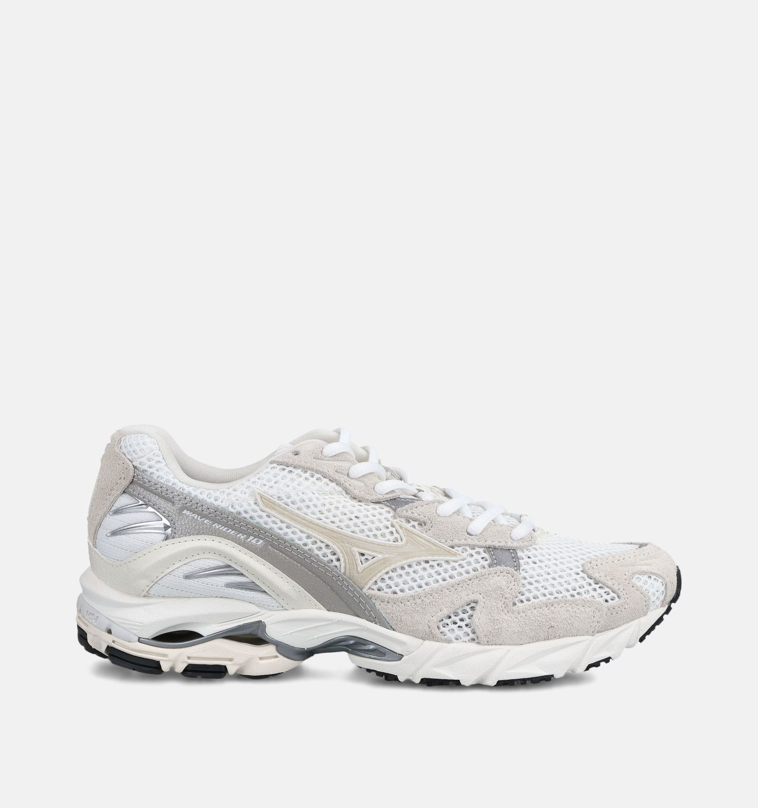 Mizuno Wave Rider 10 Suede Witte/Ecru Sneakers