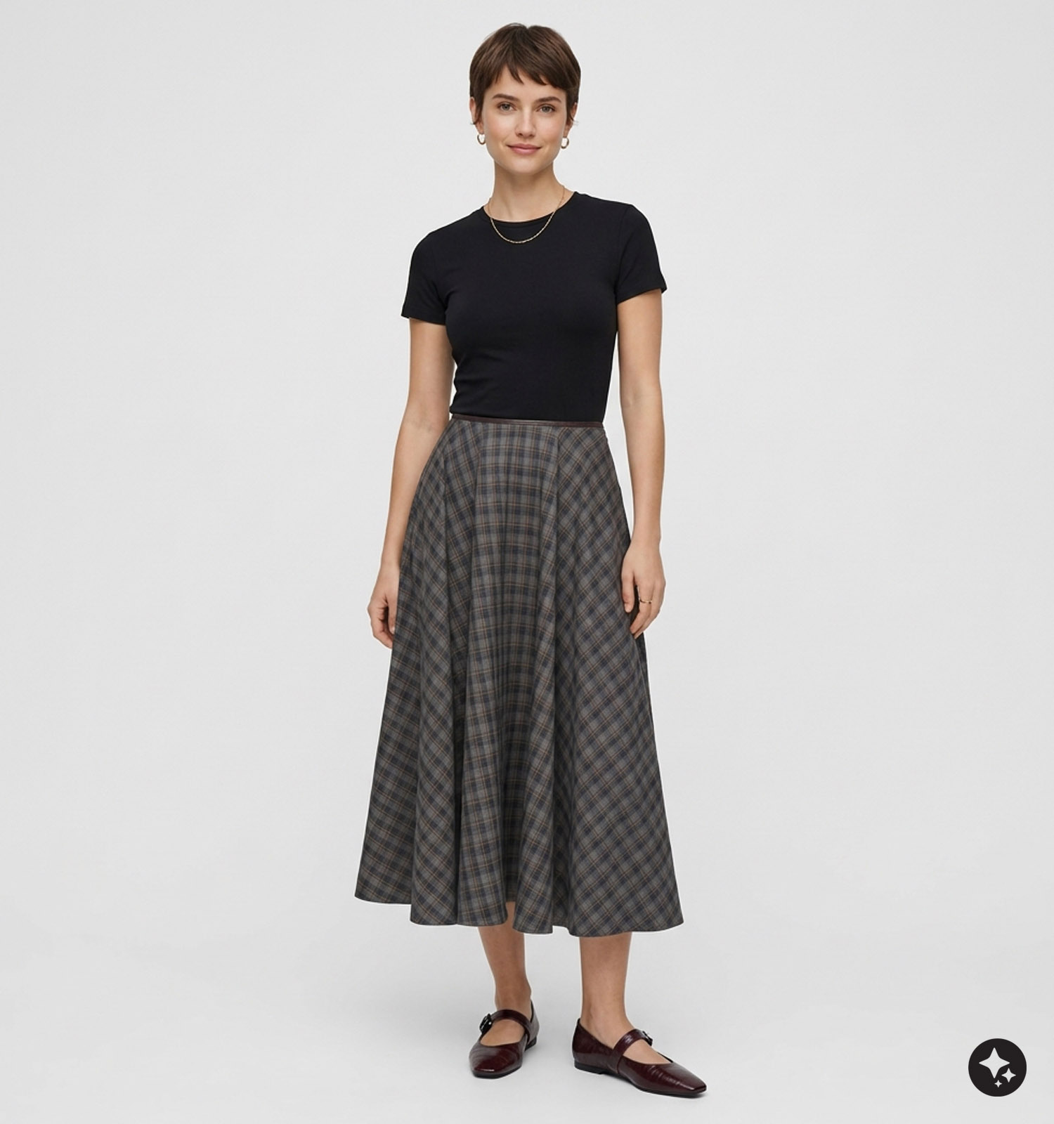 JDY Humila Donkerblauwe Geruite Midi-Rok