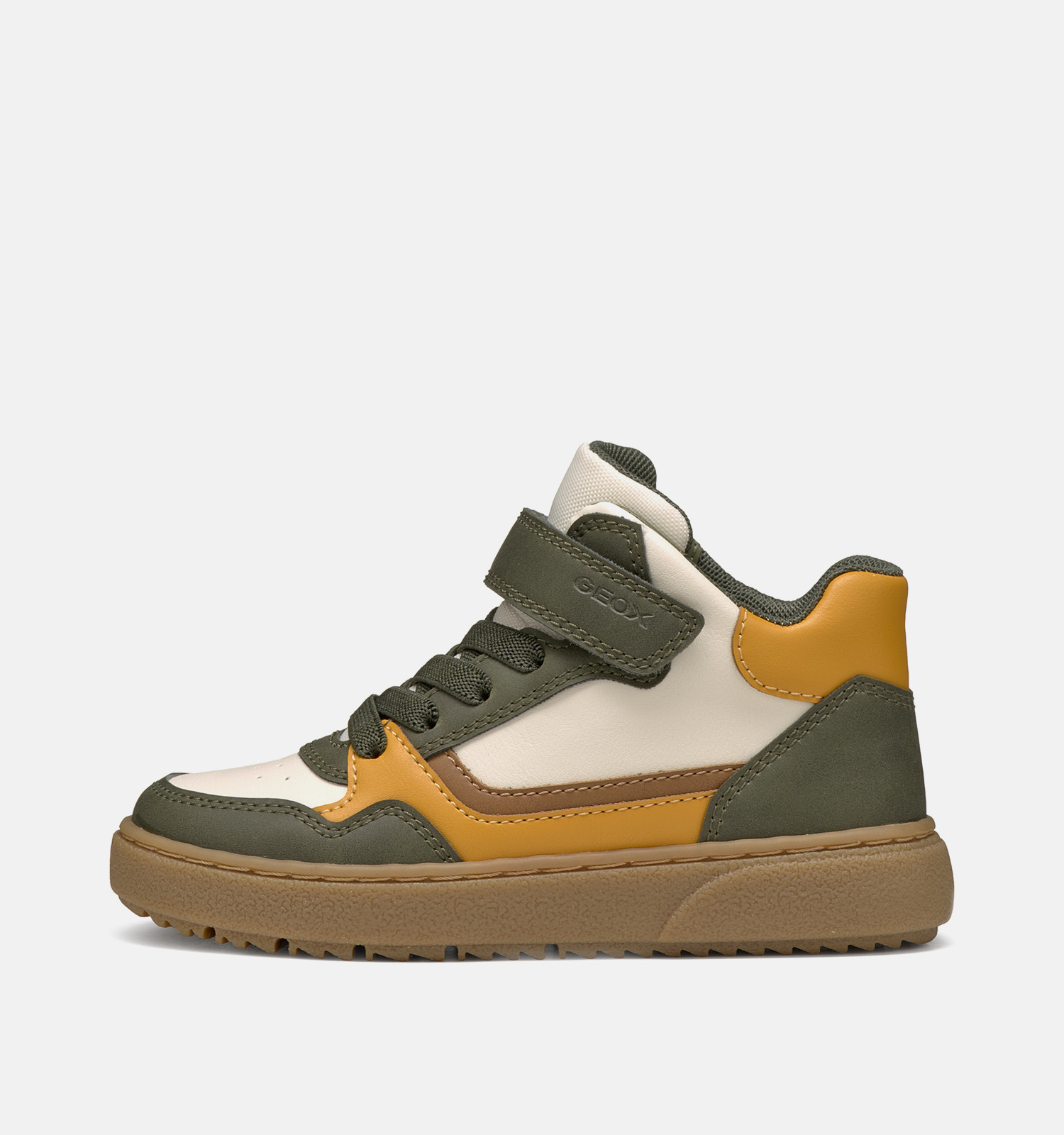 Geox Theleven Boy Kaki groene Sneakers met Velcro