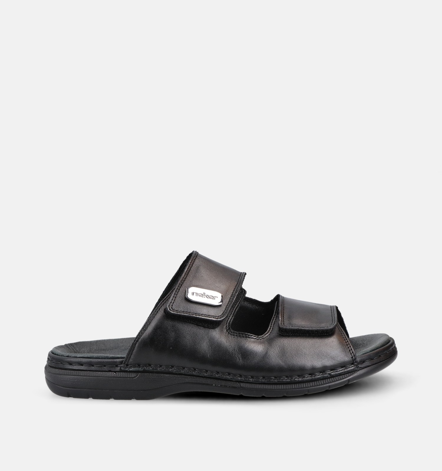 Rieker Zwarte Slippers Velcro