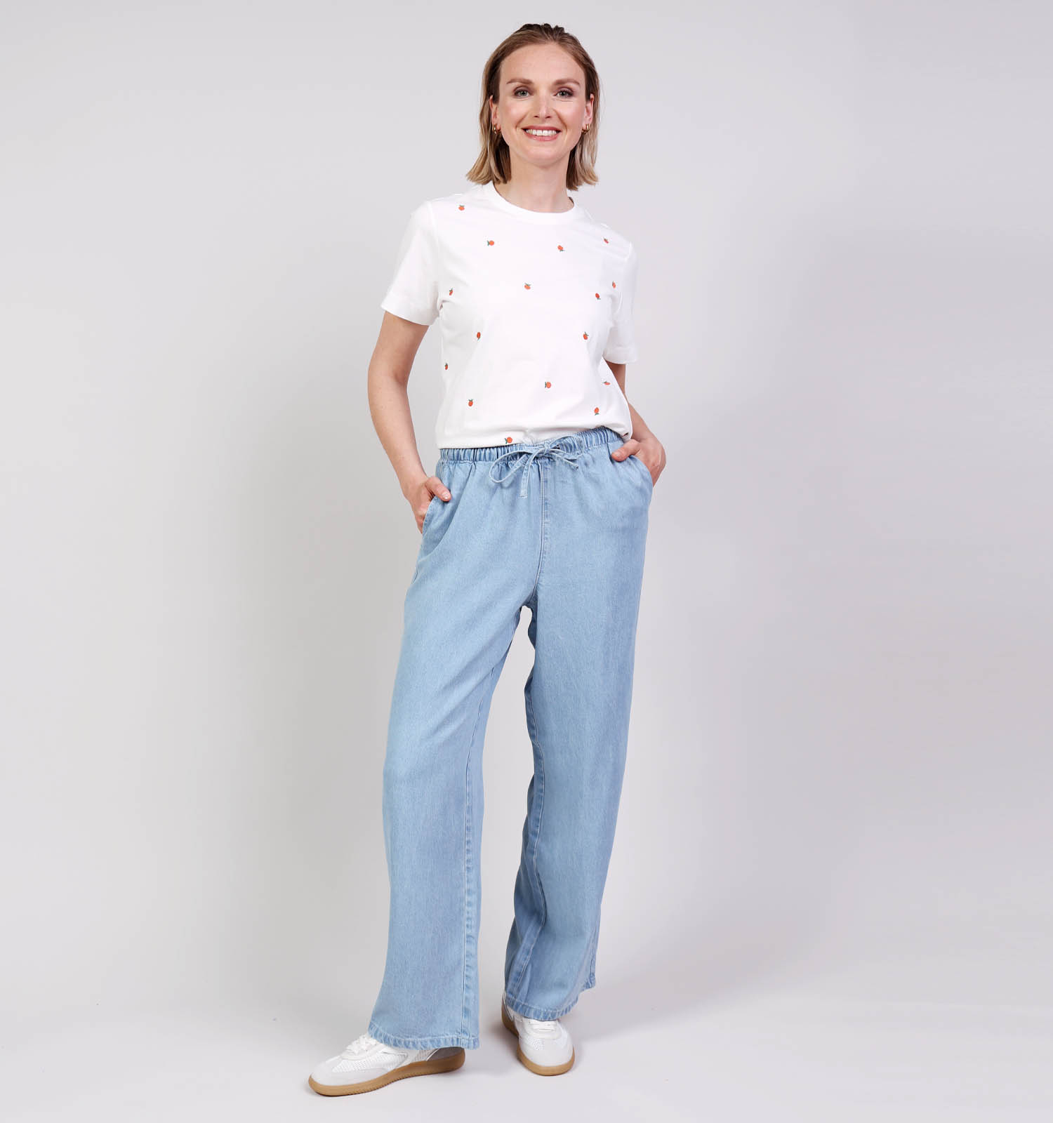 JDY Mira Wide String Blauwe Broek L32