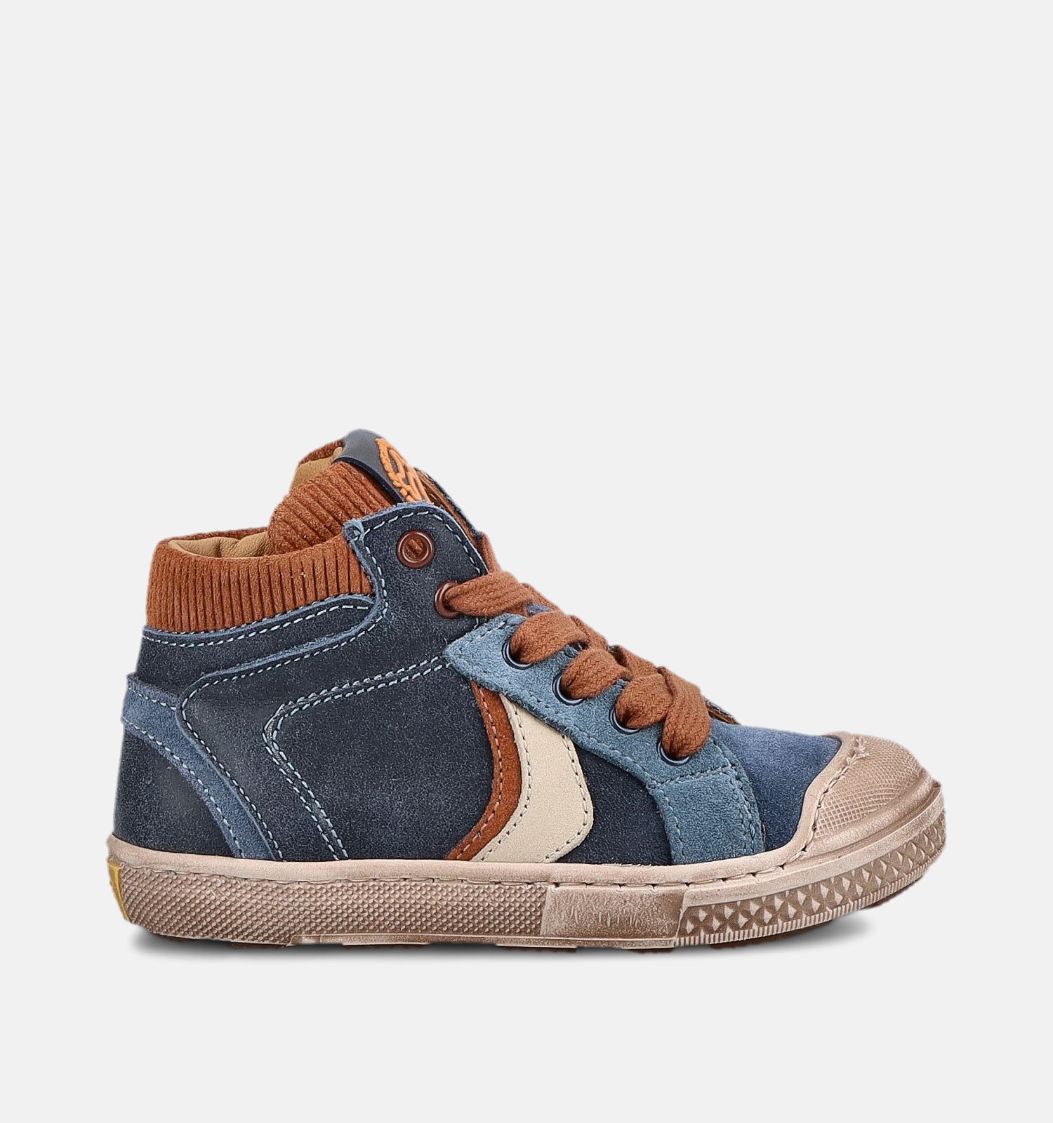 STONES and BONES Lift Blauwe/Donkeroranje Hoge Sneakers